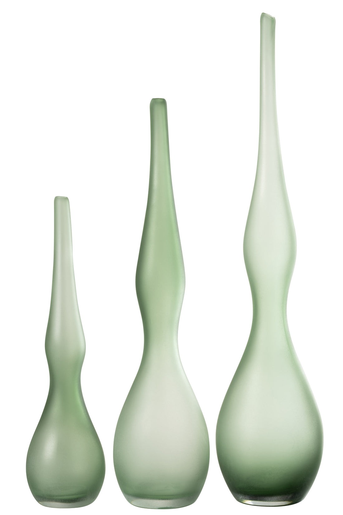 Set van 3 vazen Adria gebogen fluitglas Mint Groen