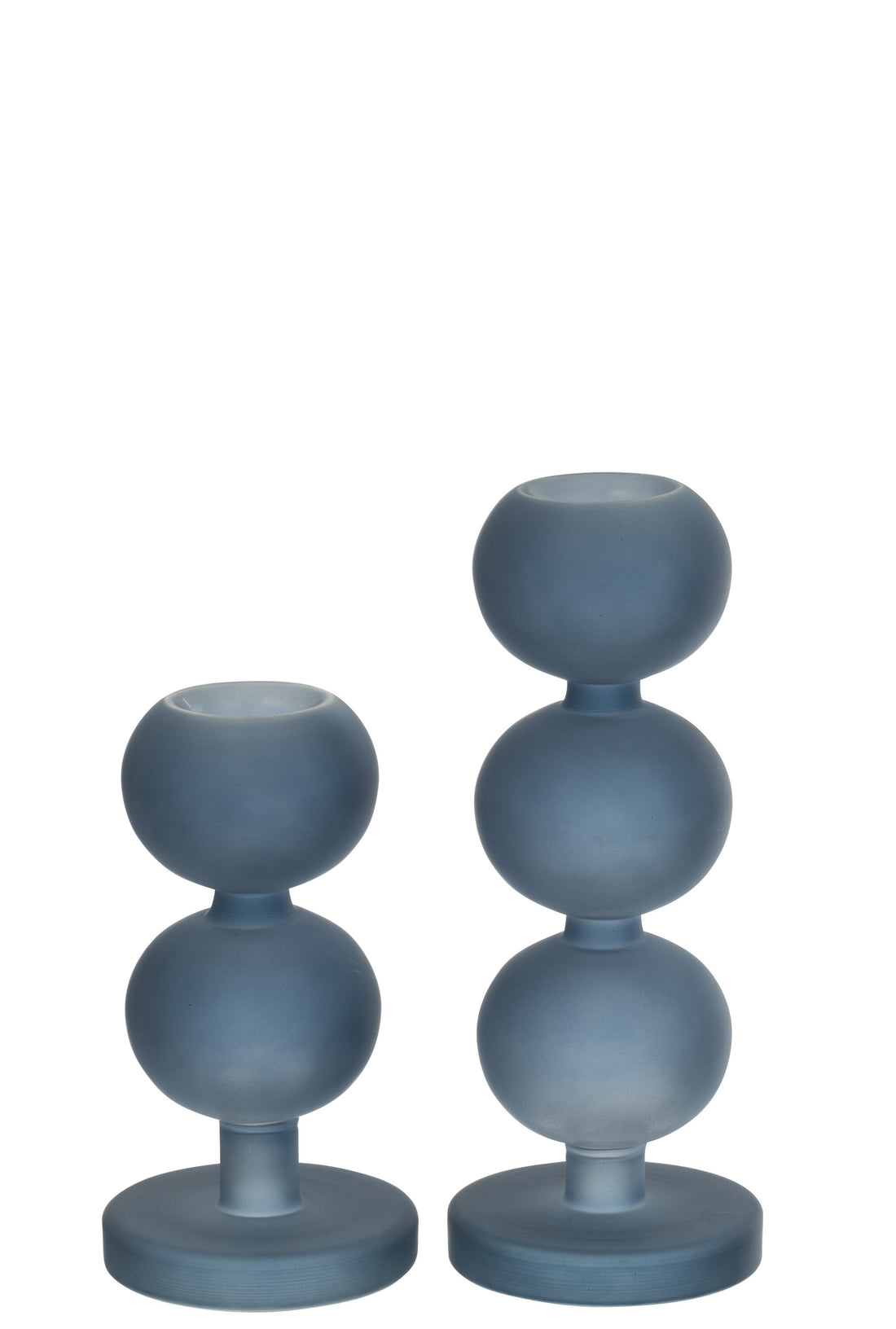 Set van 2 kaarsenhouders Malik Glas Blauw