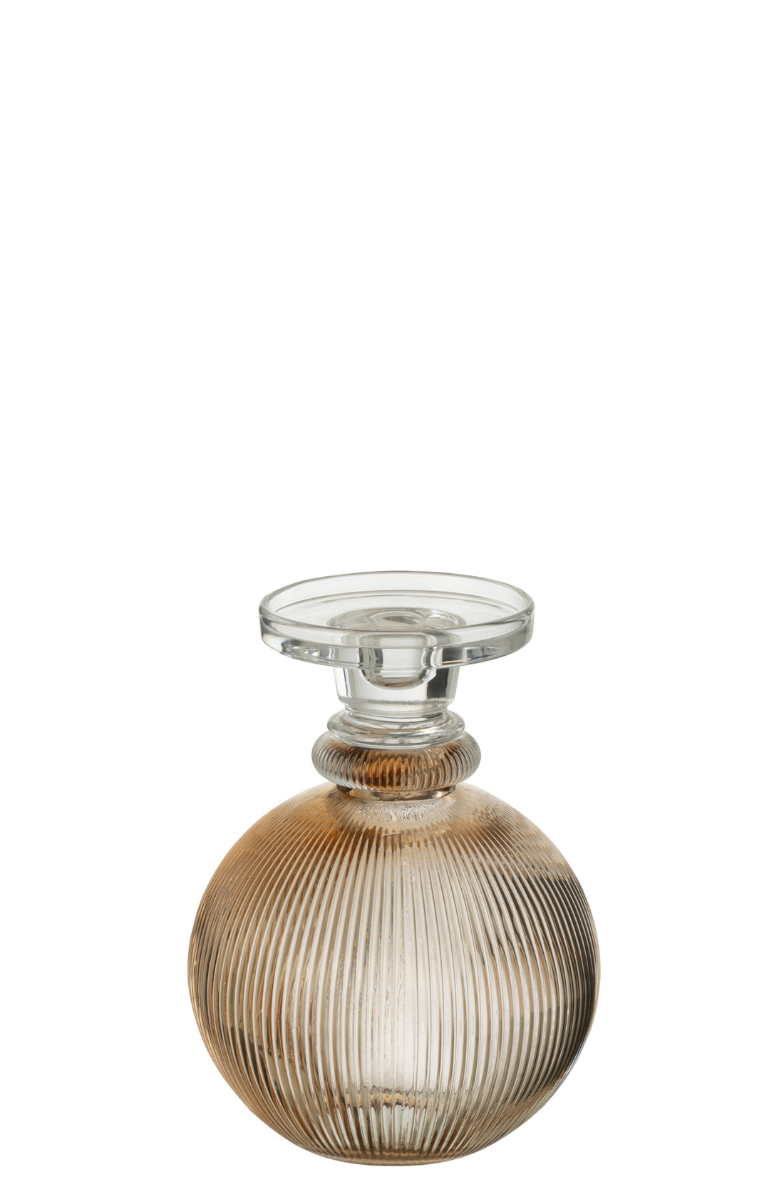 Kaarsenhouder/Vaas Malik Rond Glas Taupe/Transparant