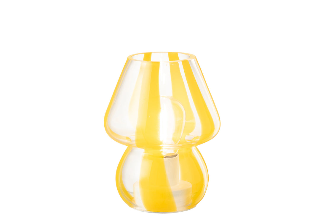 Tafellamp Strepen Glas Transparant/Geel Klein