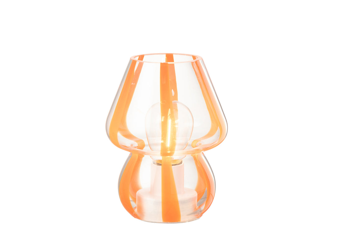 Tafellamp Strepen Glas Transparant/Oranje Klein