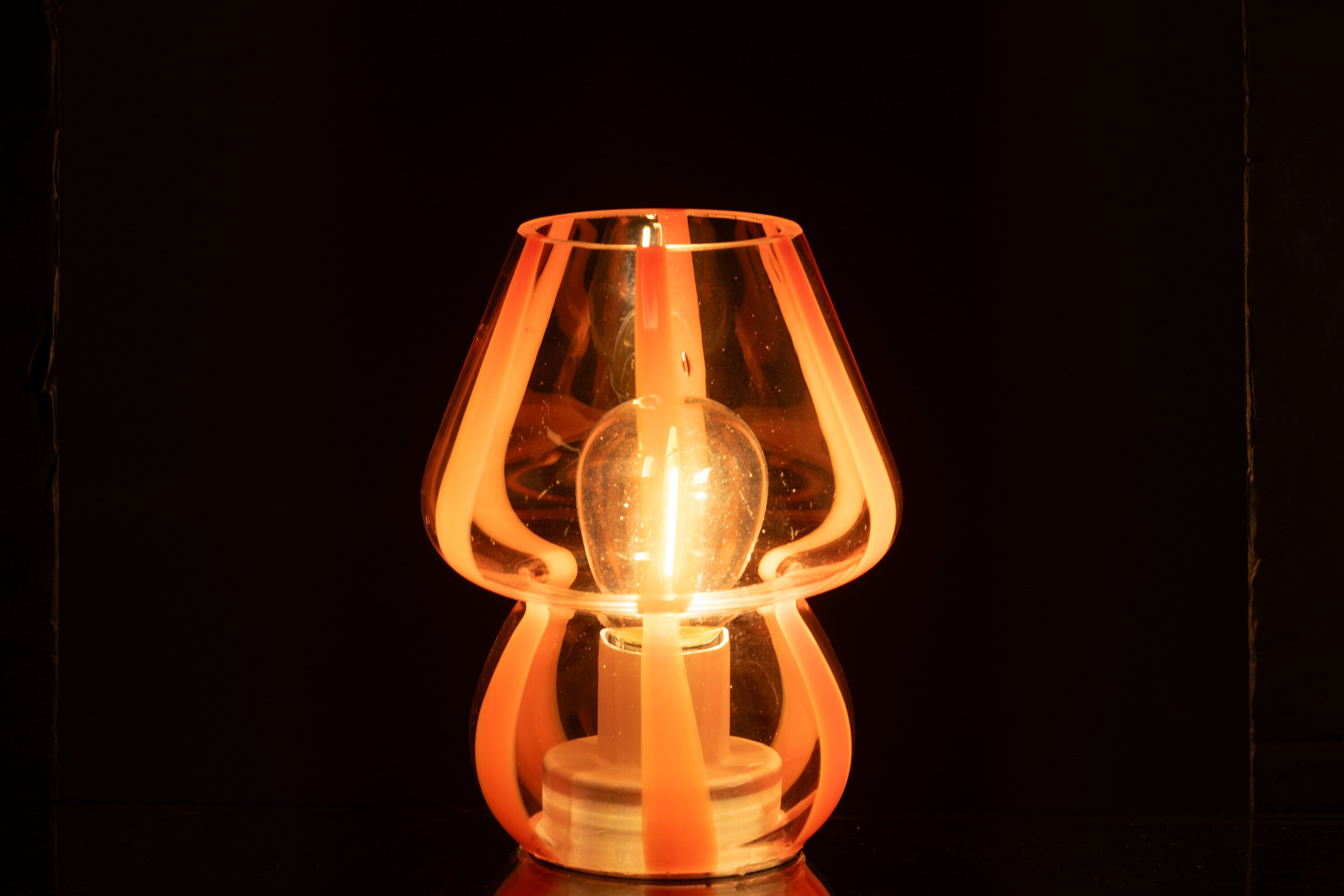 Tafellamp Strepen Glas Transparant/Oranje Klein