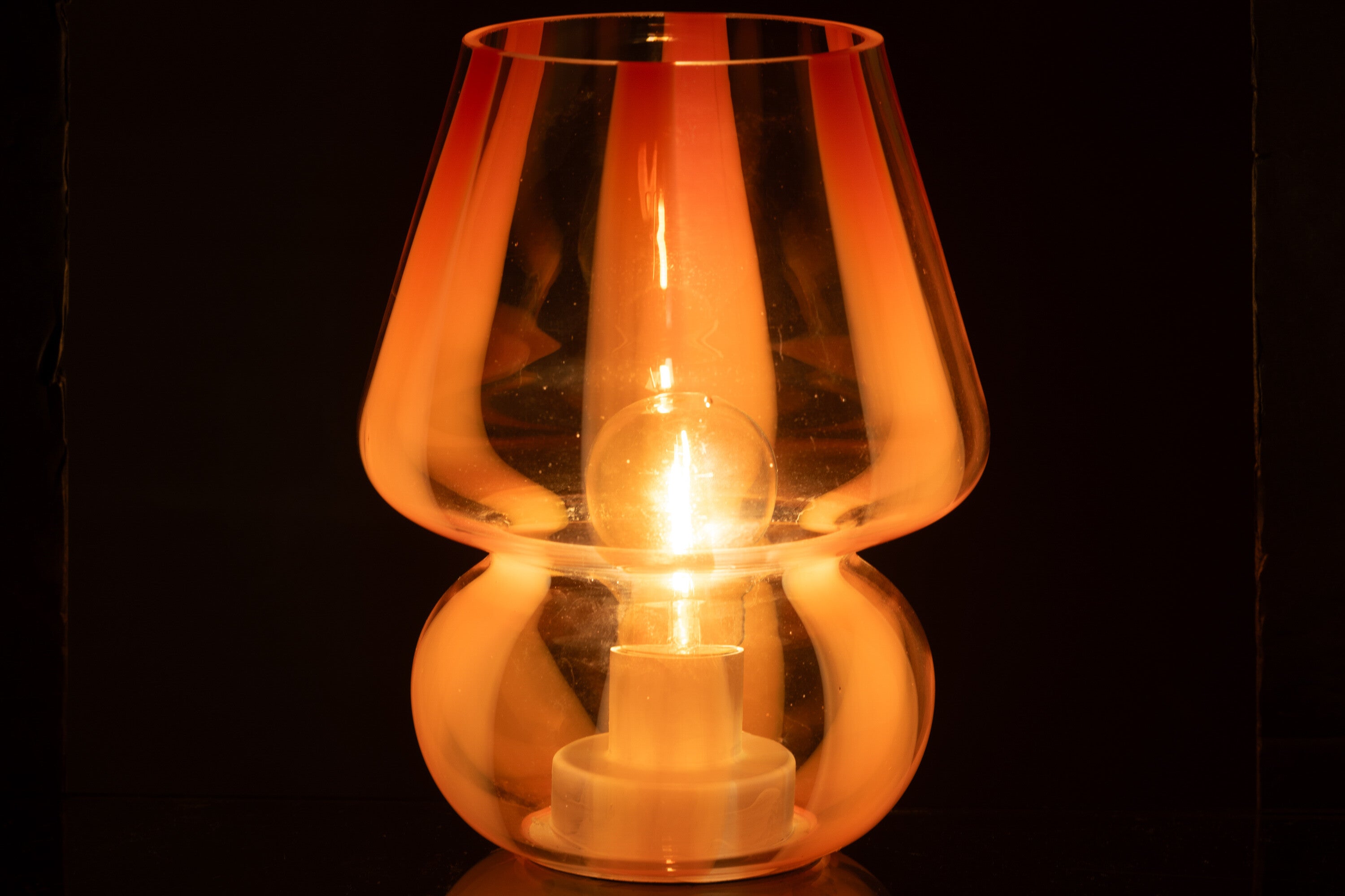 Tafellamp Strepen Glas Transparant/Oranje Groot