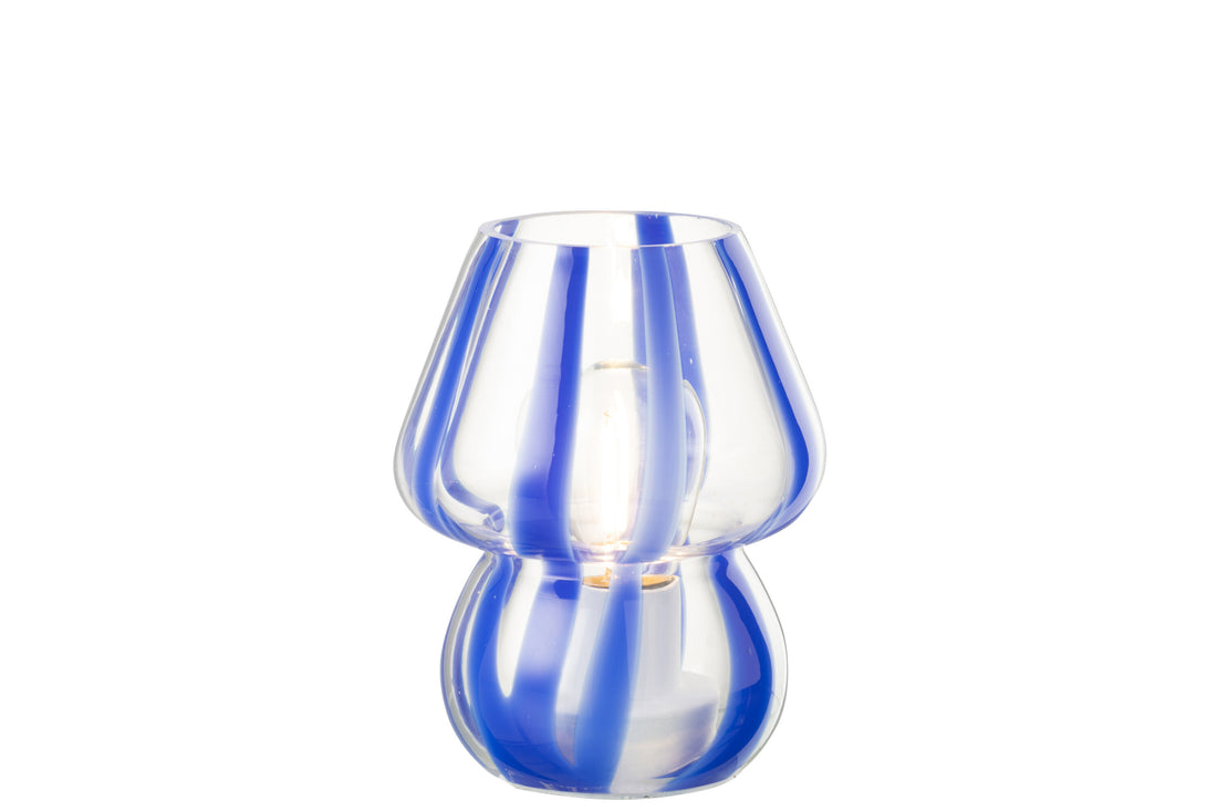 Tafellamp Strepen Glas Transparant/Blauw Klein