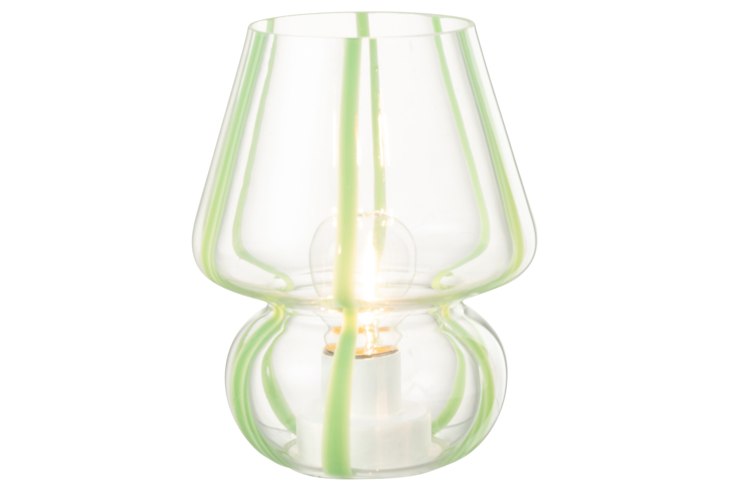 Tafellamp Strepen Glas Transparant/Groen Groot