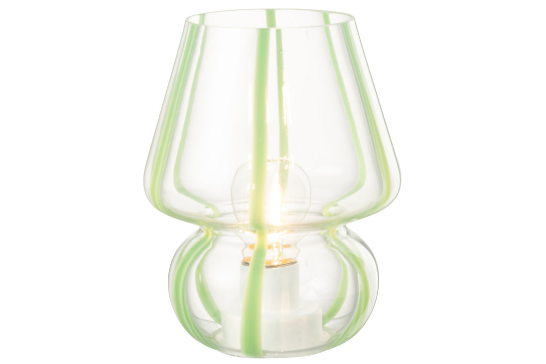 Tafellamp Strepen Glas Transparant/Groen Groot