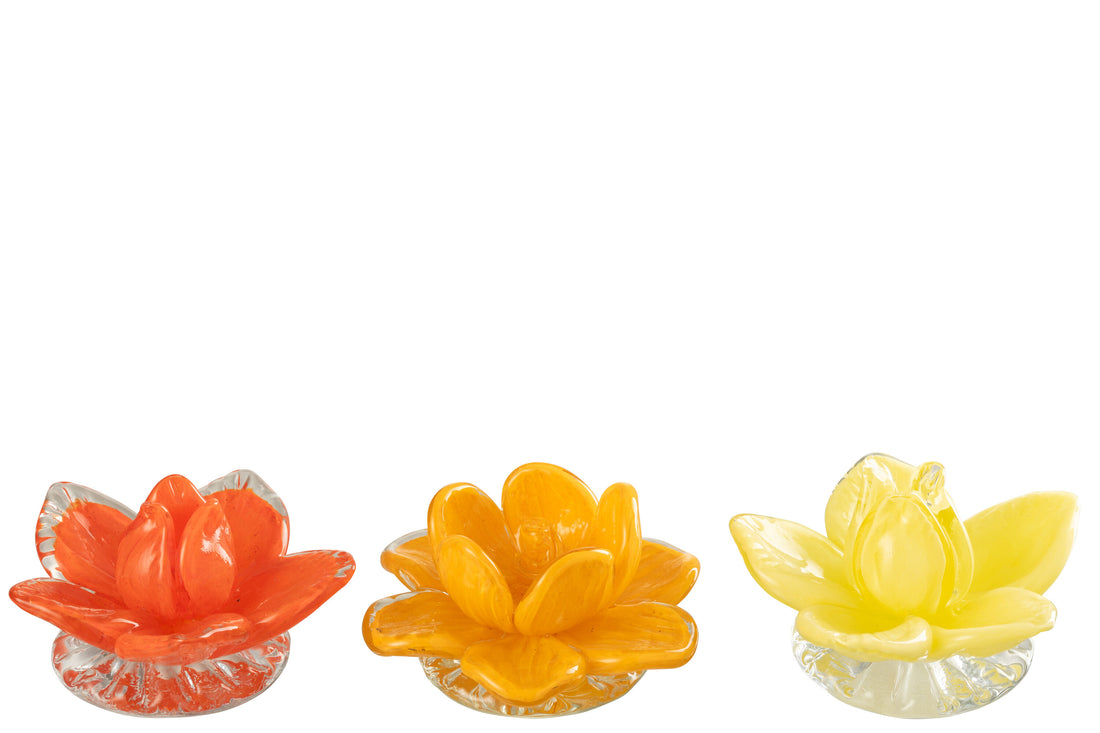 Bloemen Glas Rood/Geel/Oranje Assortiment Van 3