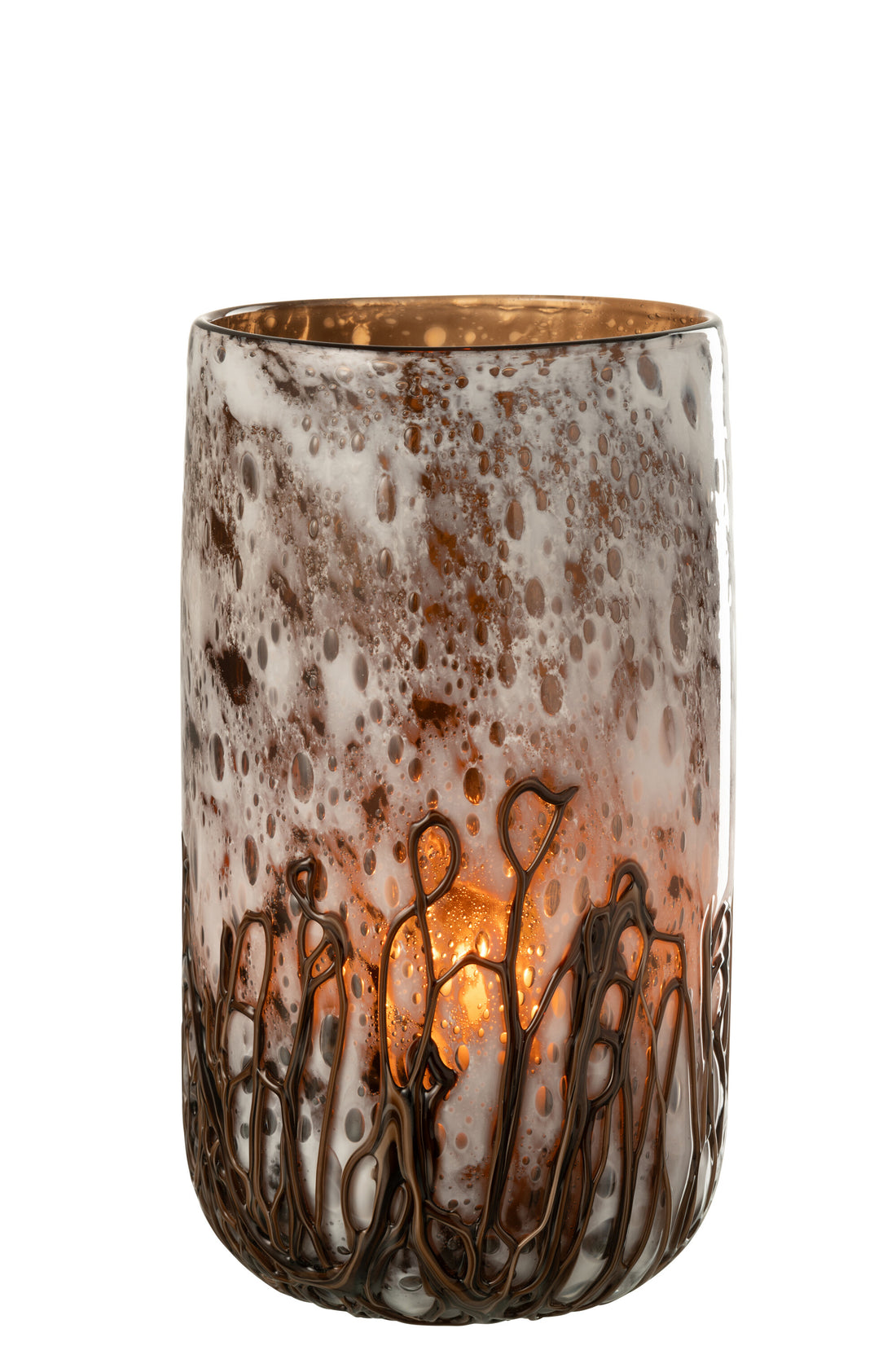 Vaas/Kaarsenhouder Petra Glas Bruin/Wit Klein