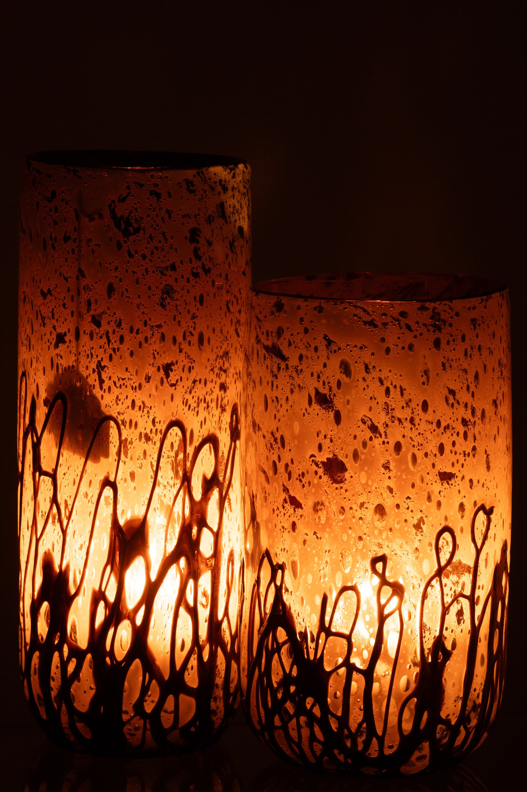 Vaas/Kaarsenhouder Petra Glas Bruin/Wit Groot