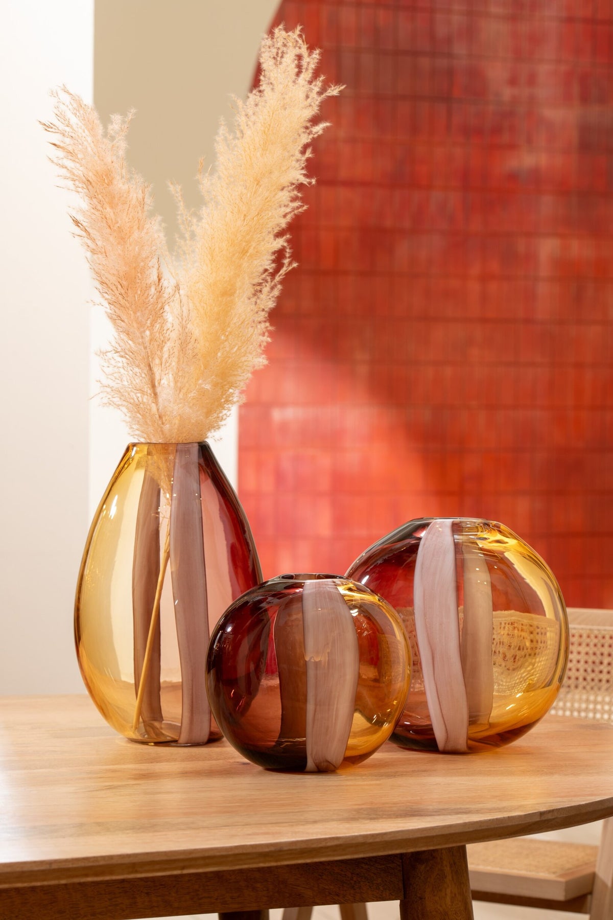 Vaas Arun Glas Bruin/Geel Groot