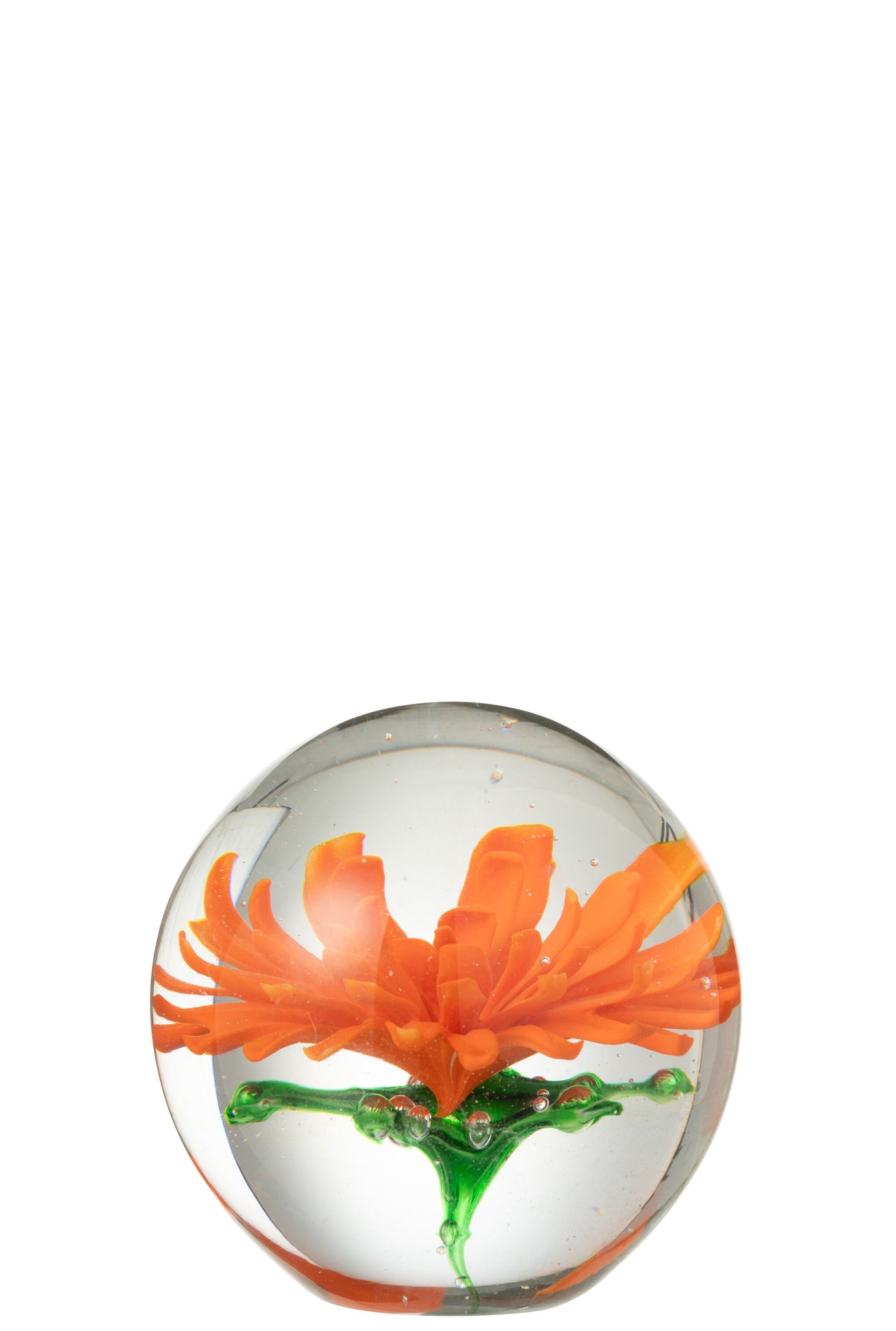 Papiergewicht Aster Ronde Glas Transparant/Rood Groot