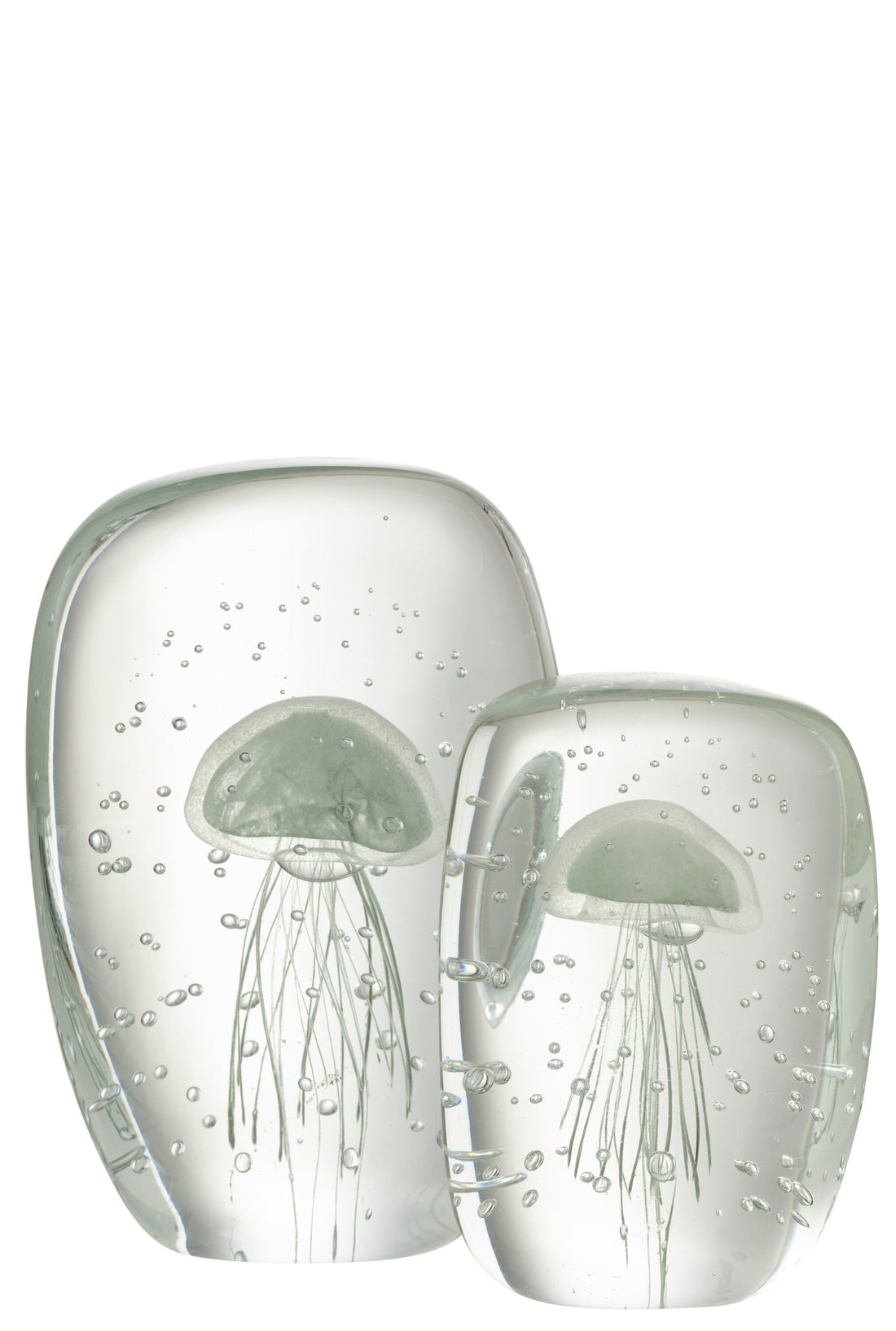 Papiergewicht Calypso Vierkant Glas Transparant/Groen Groot