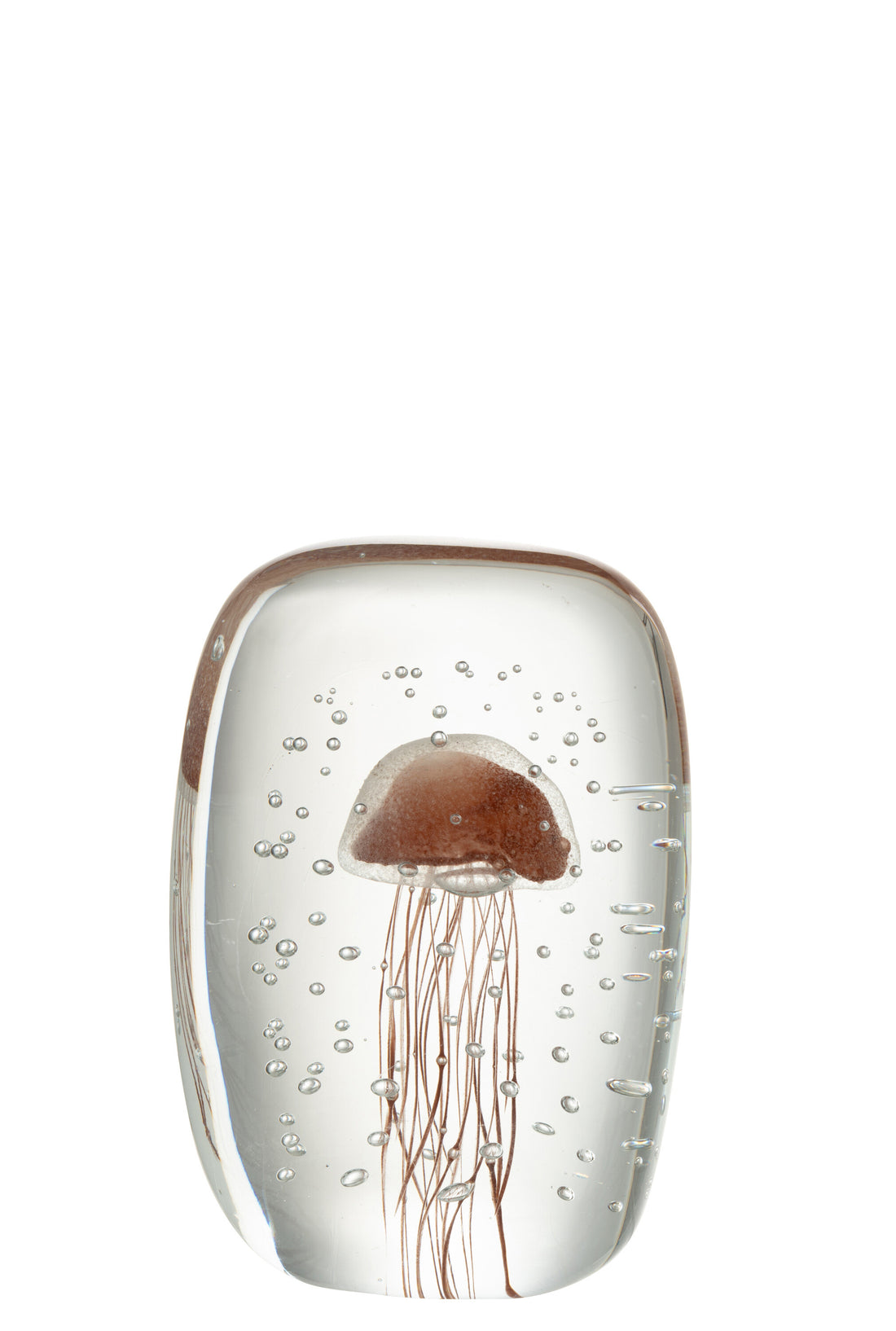 Papiergewicht Calypso Driehoek Glas Transparant/Roodbruin Klein