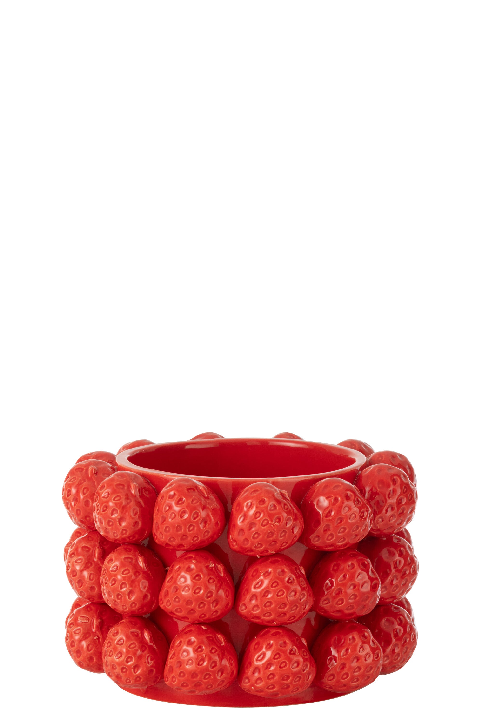 Bloempot Aardbeien Keramiek Rood Middelgroot