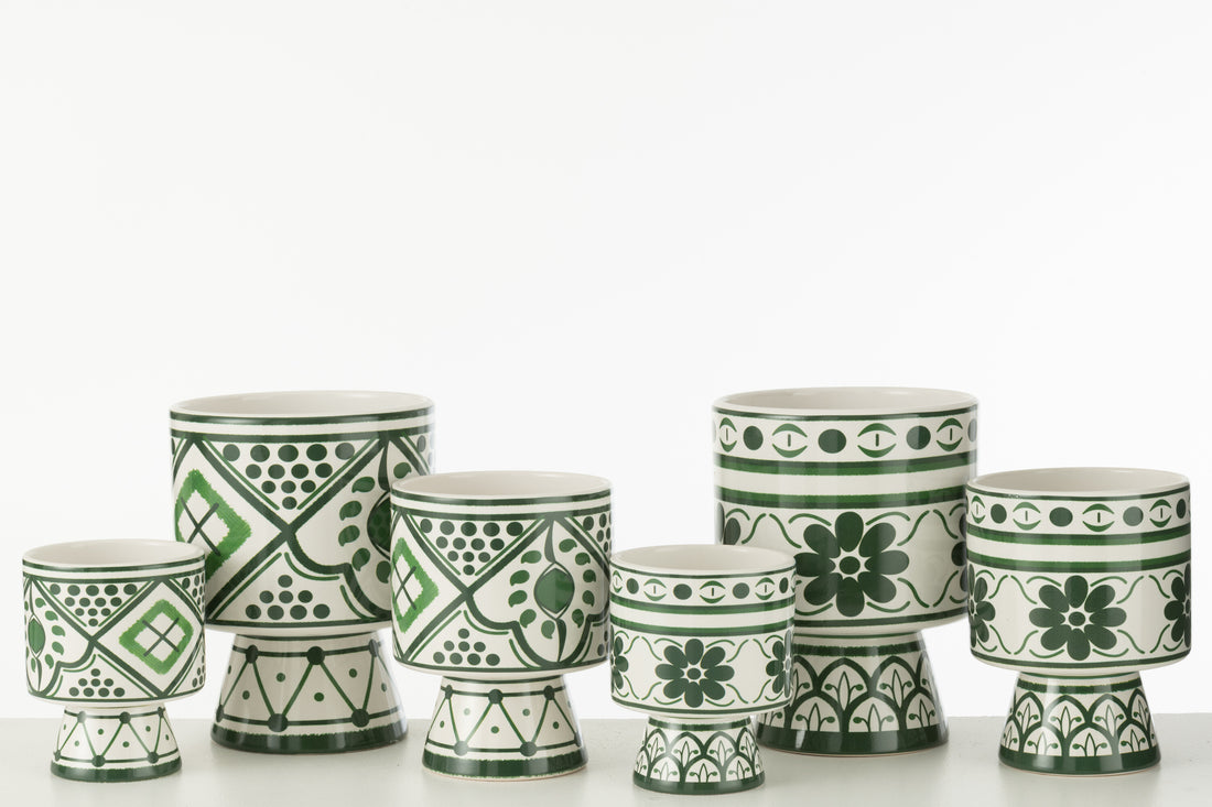 Bloempot Rhodes Keramiek Groen Klein Assortiment Van 2