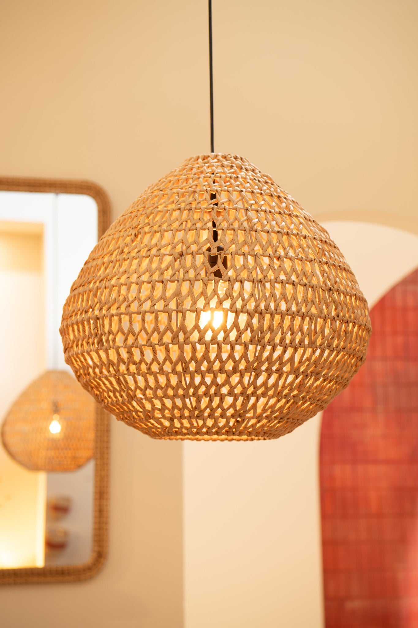 Plafondlamp Gevlochten Metaal Natuurlijk
