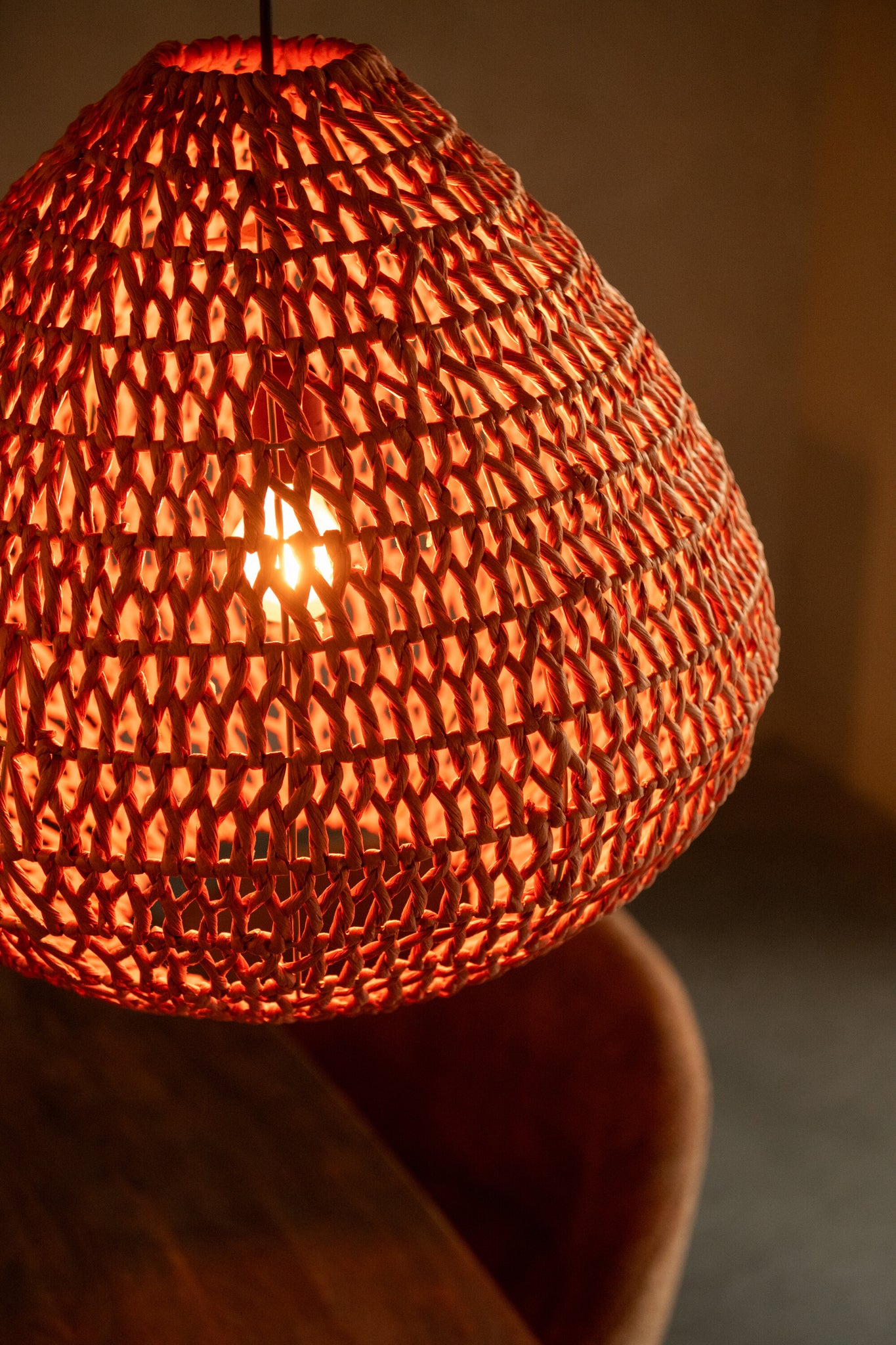 Plafondlamp Gevlochten Metaal Oranje