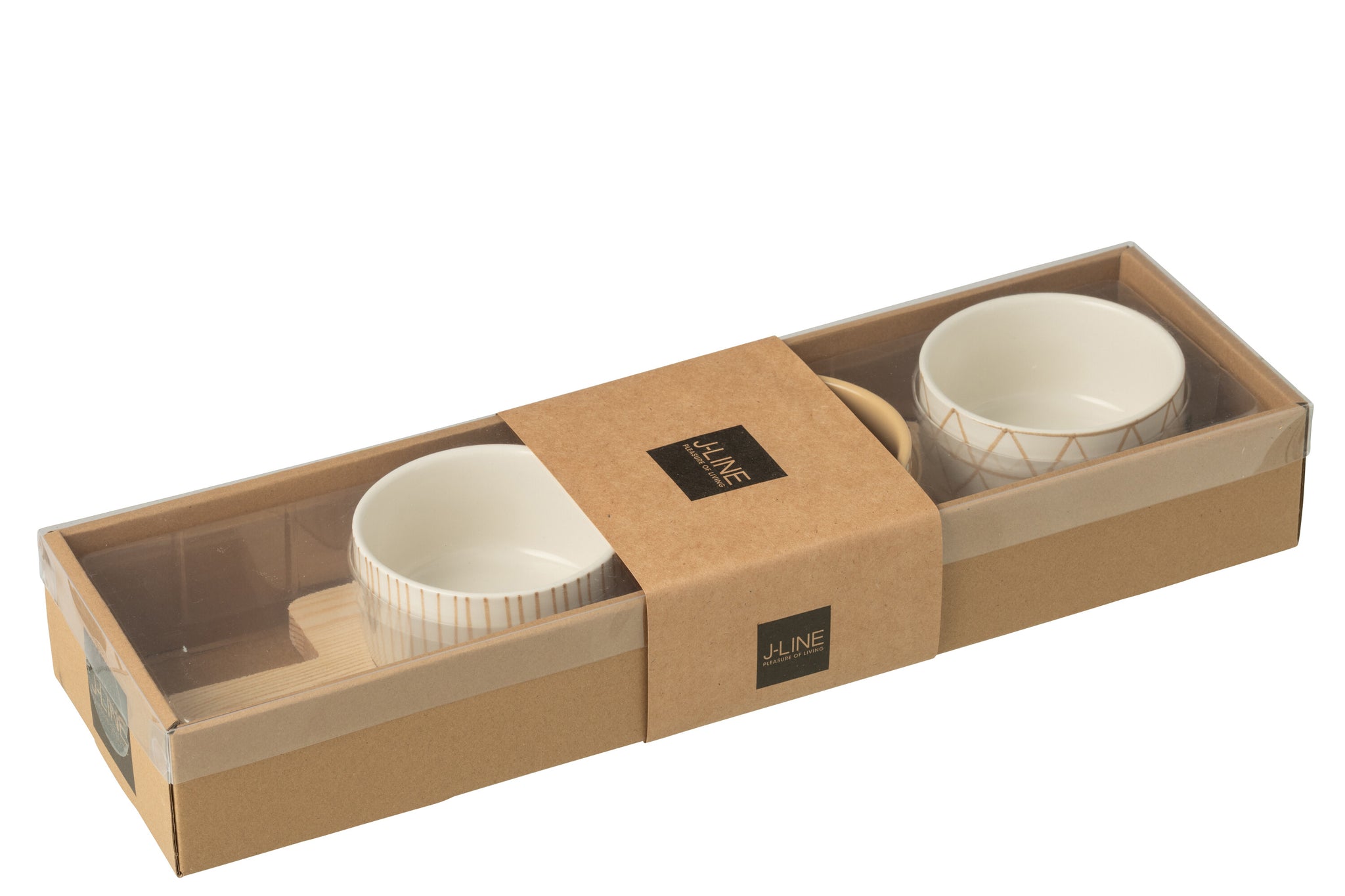 Tapas Service 3 Sets + Houten dienblad Raamdoos Crème/Wit