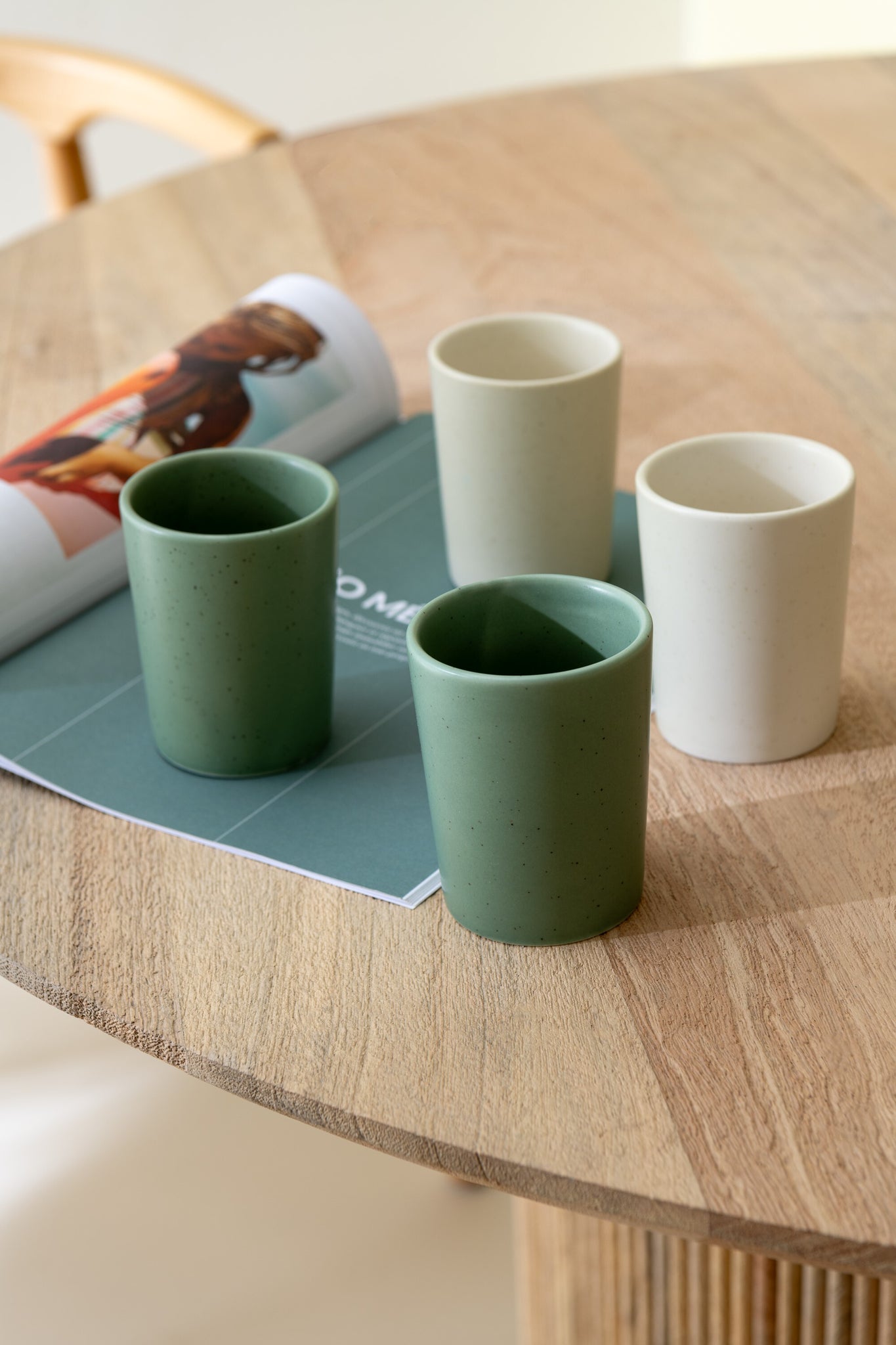 J-Line Doos van 4 bekers keramiek groen/wit