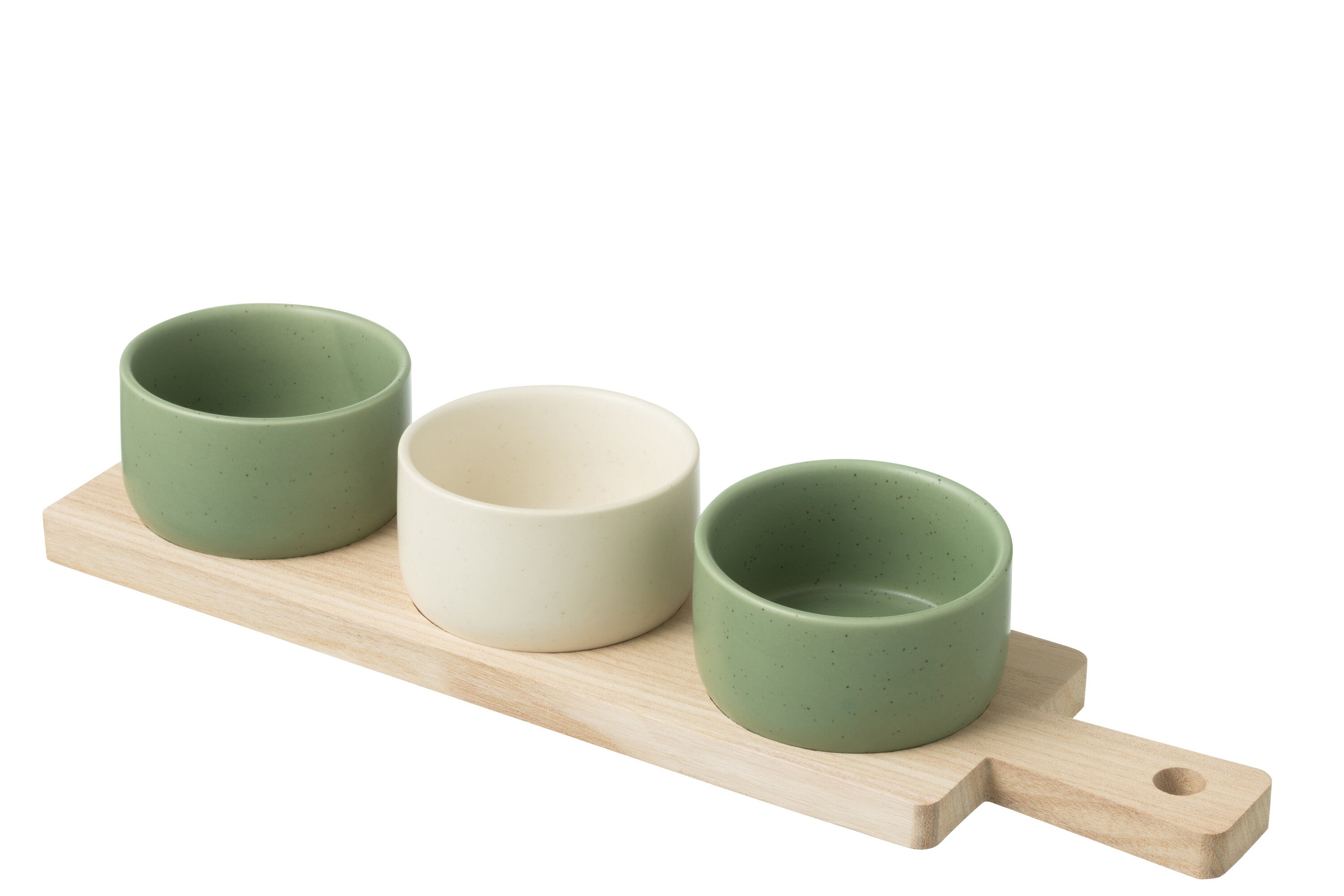 Tapas Service 3 Sets + Houten dienblad Raamdoos Groen/Wit