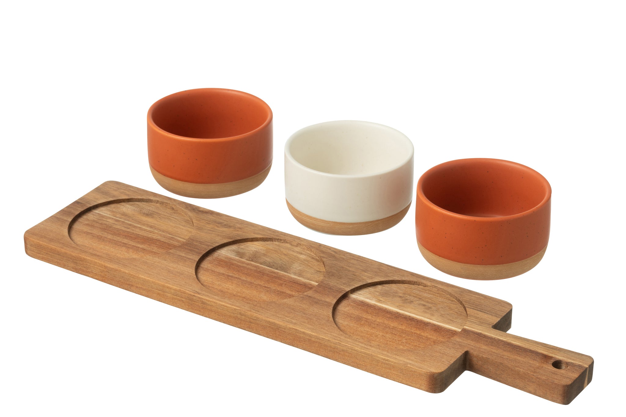 Tapas Service 3 Sets + Houten dienblad Raamdoos Oranje/Wit