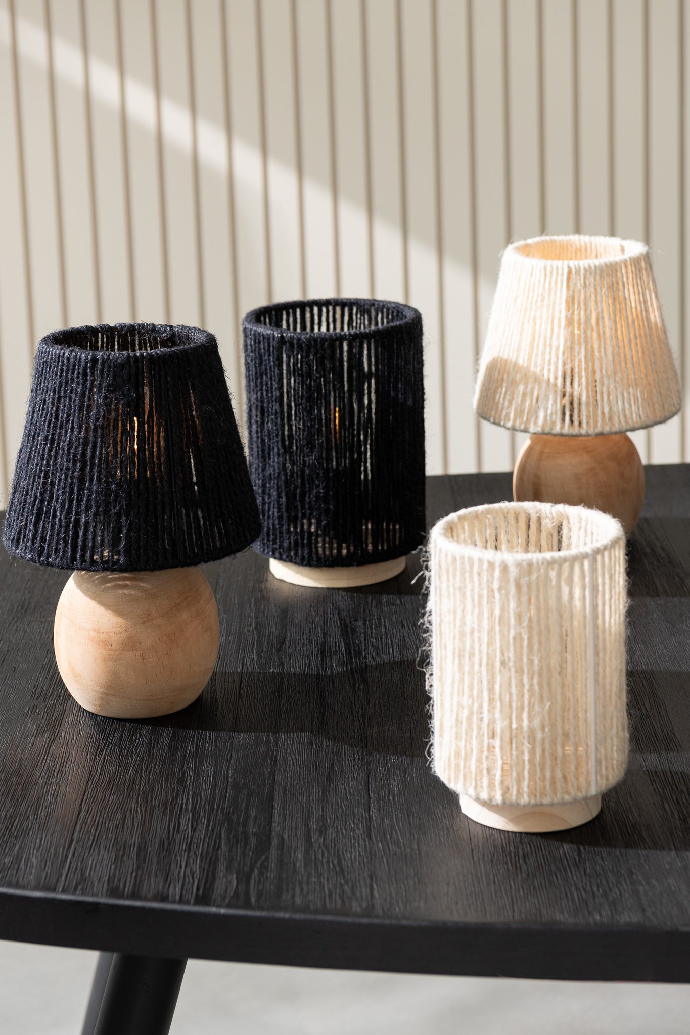 Tafellamp LED Hout/Metaal Zwart