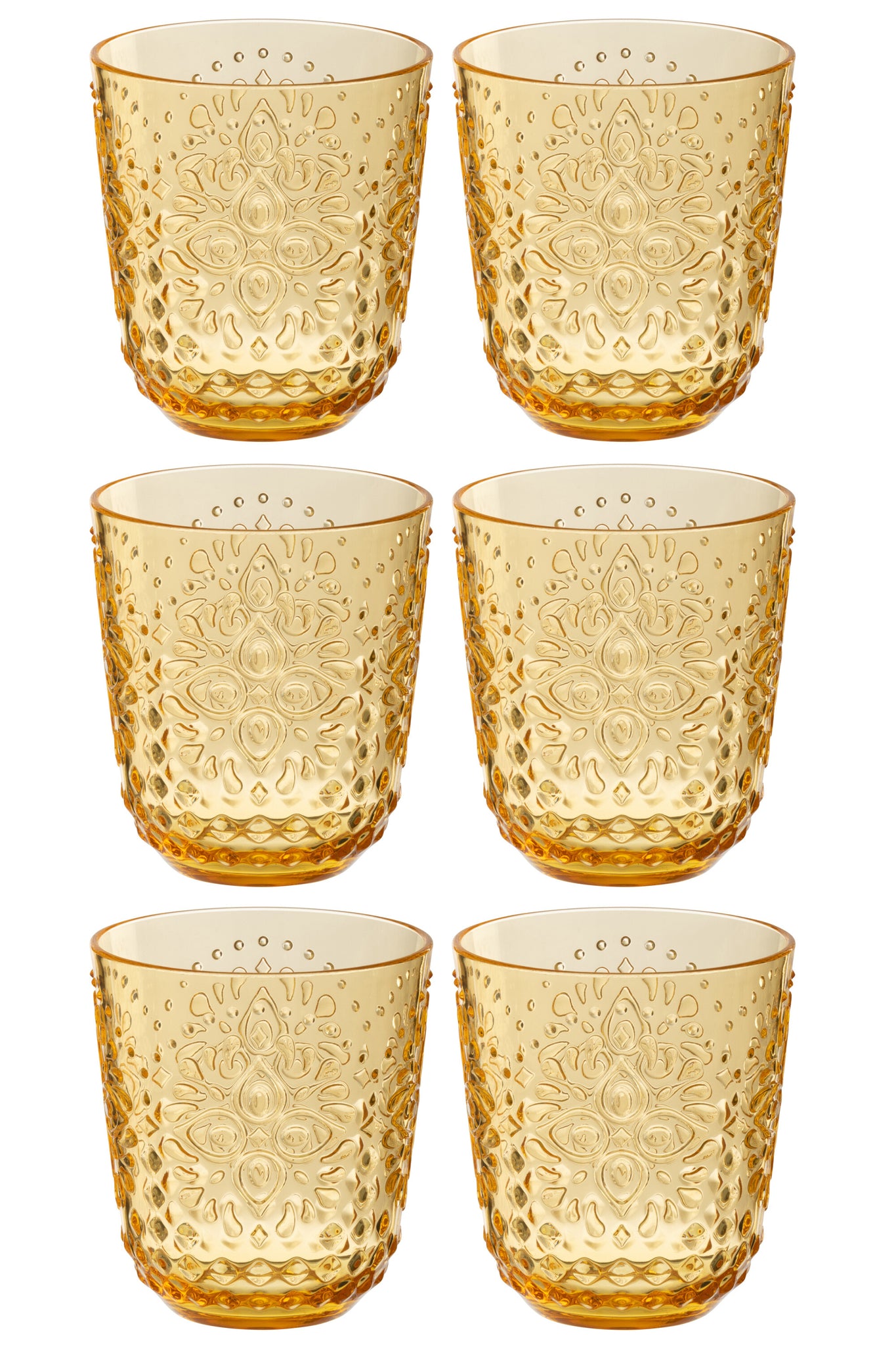 J-Line Doos van 6 drinkglazen plastic geel