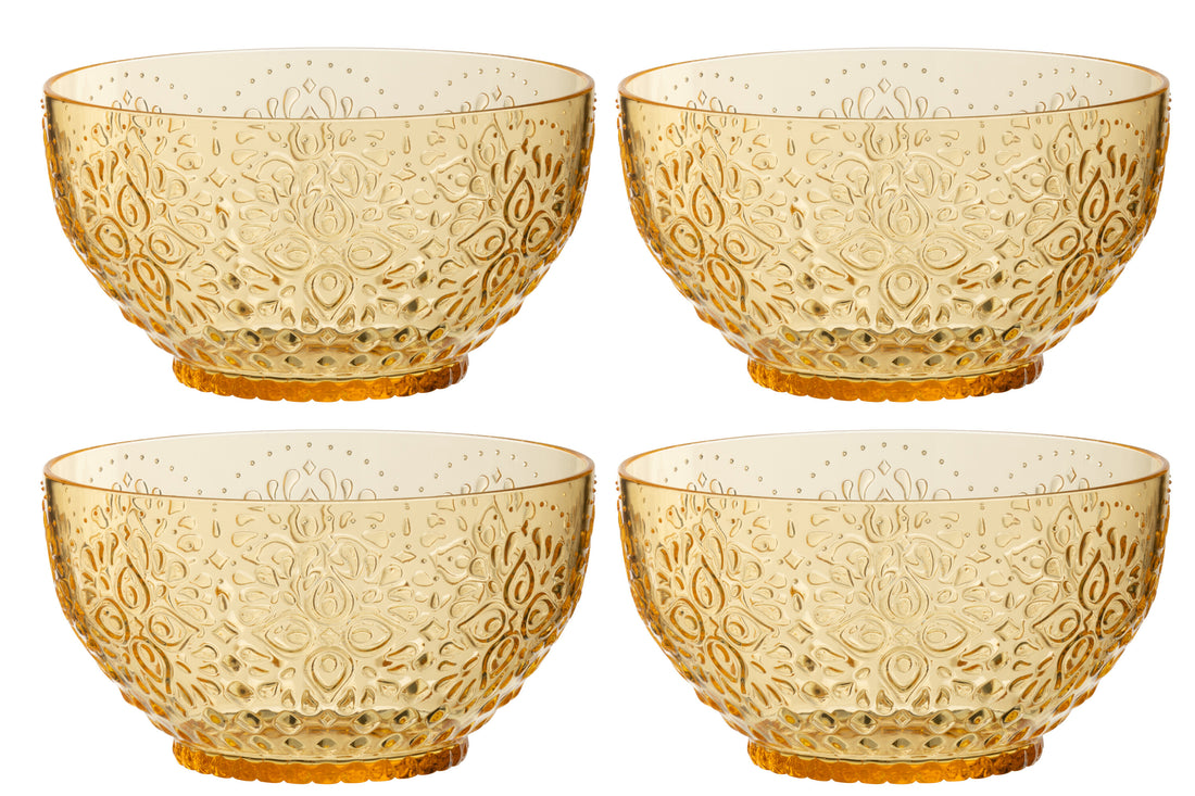 Doos van 4 kommen plastic geel