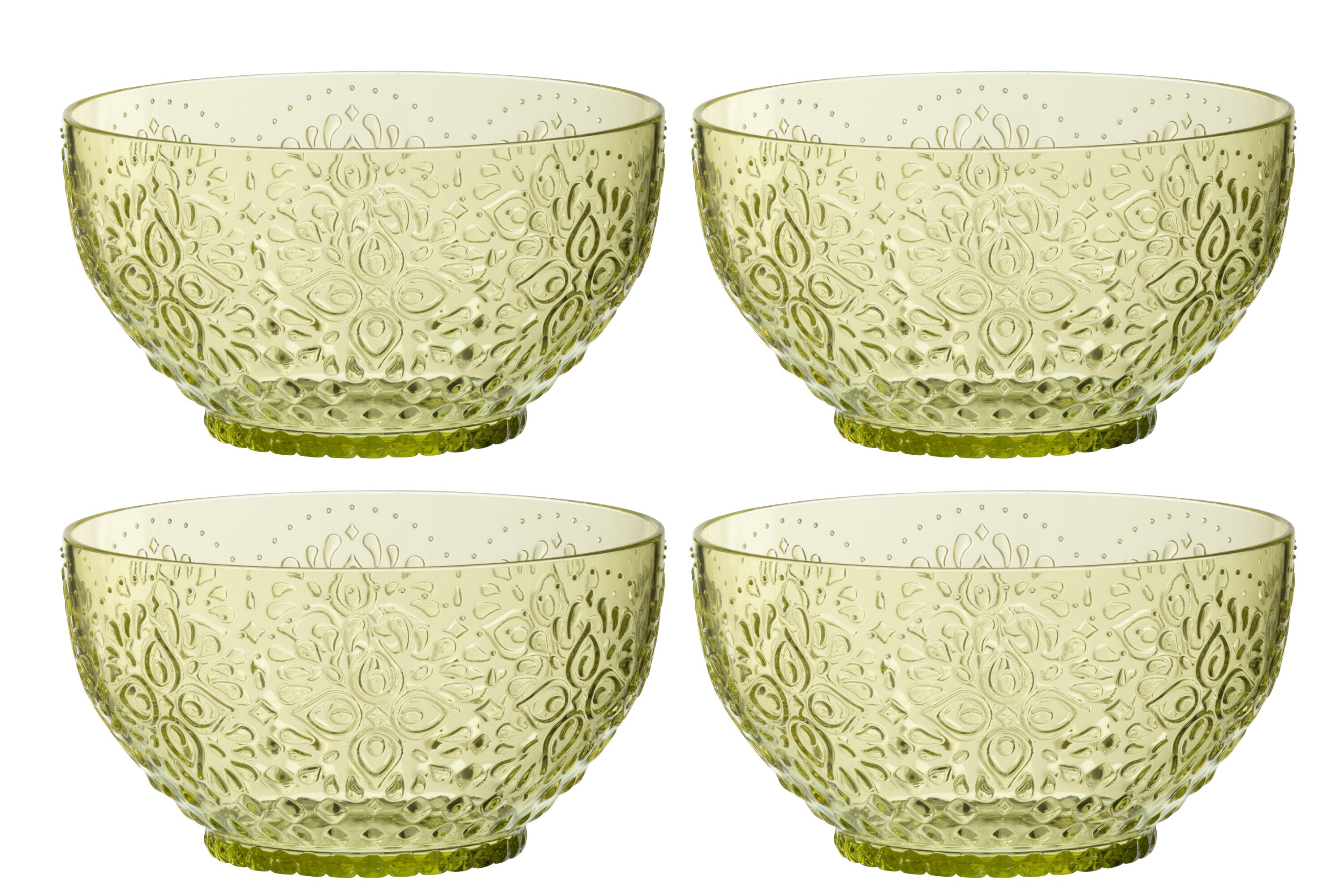 Doos van 4 kommen plastic groen