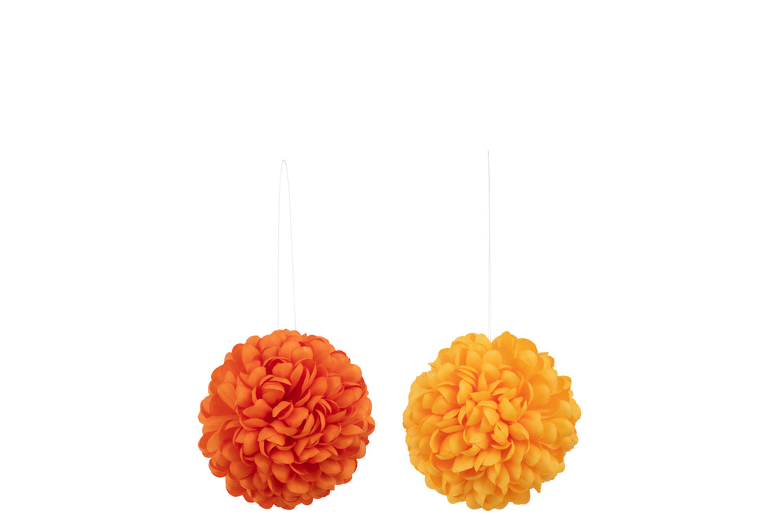 Bloemenbal Dia16cm Kunstmatig Geel/Oranje Assortiment Van 2