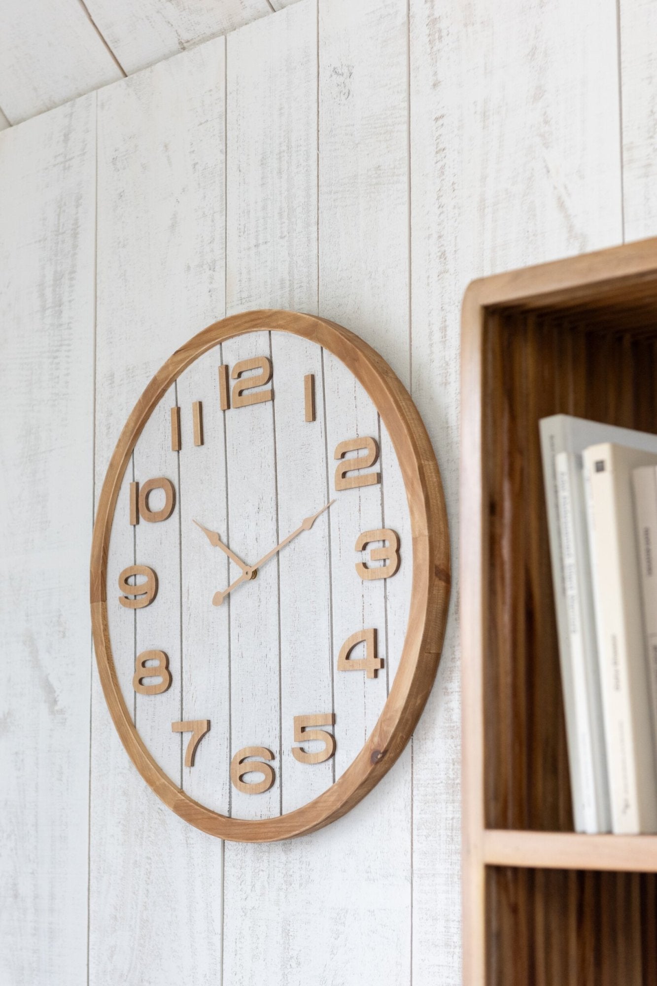 Wall Clock Plywood/Mdf White Large