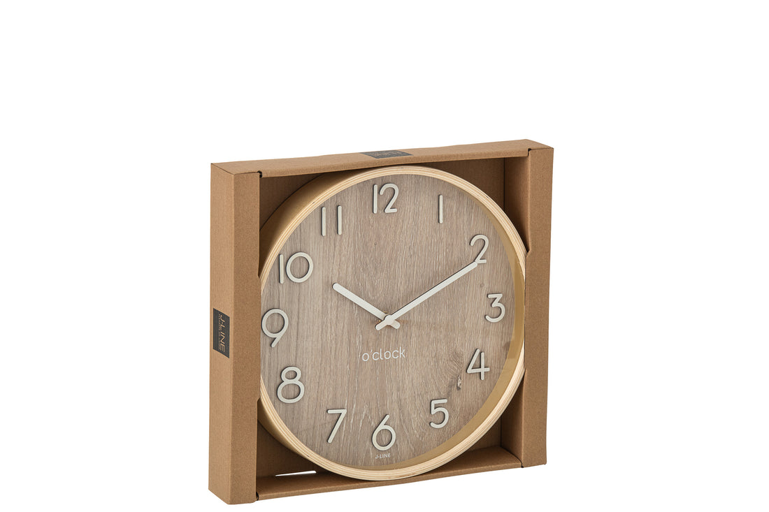 Wall Clock Plywood/Mdf Natural Small