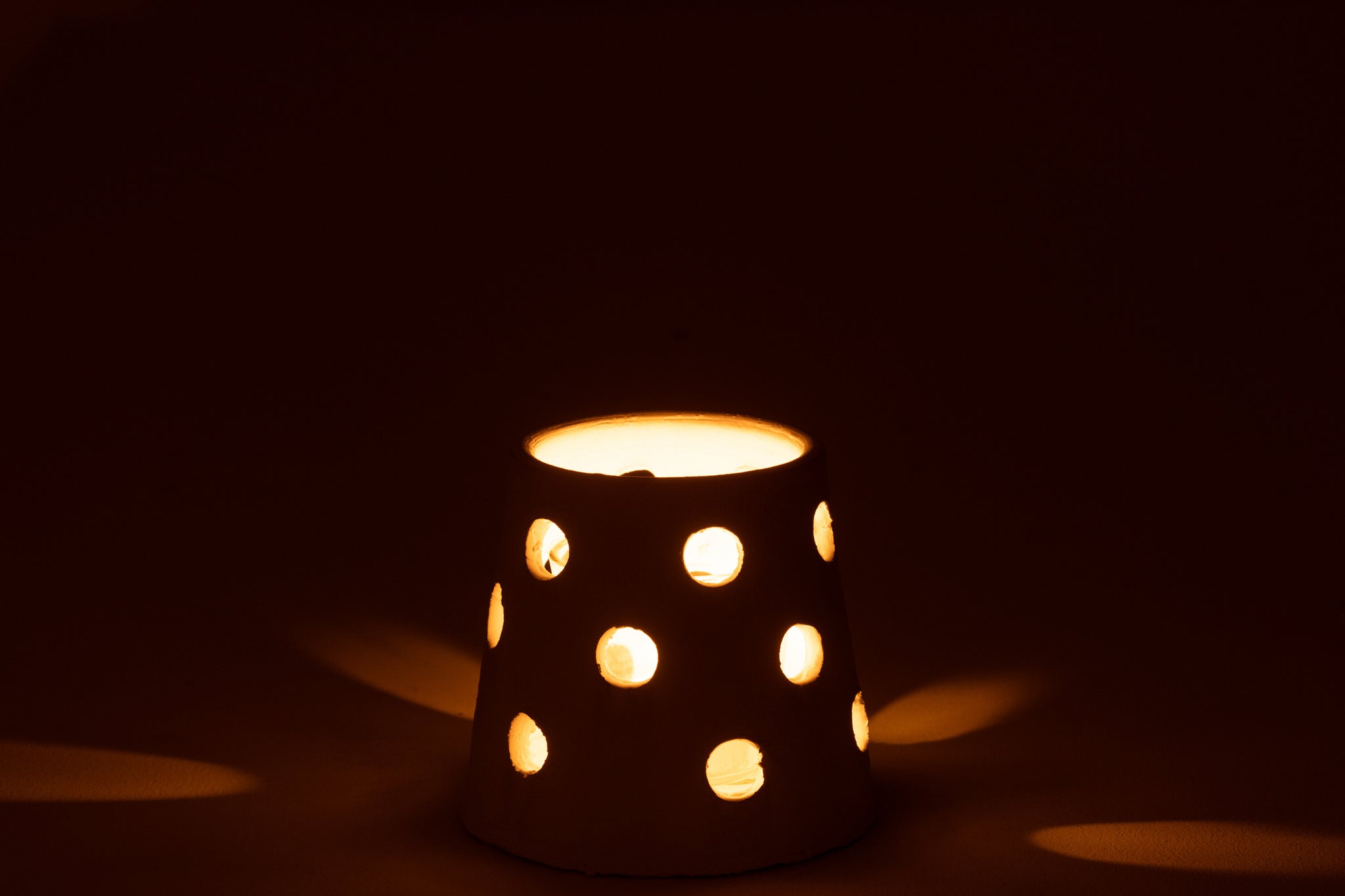 T-Light Holder Ibiza Narrow Clay/Glass White