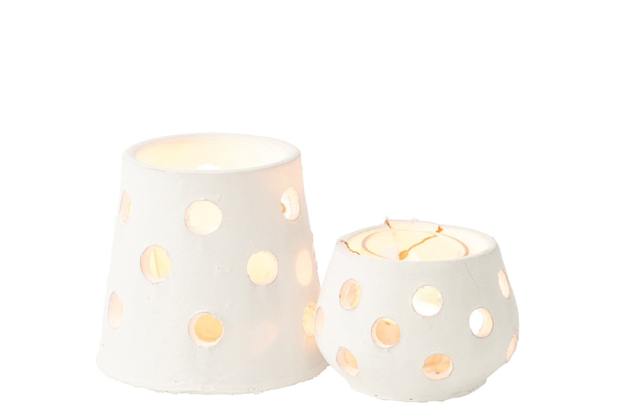 T-Light Holder Ibiza Narrow Clay/Glass White