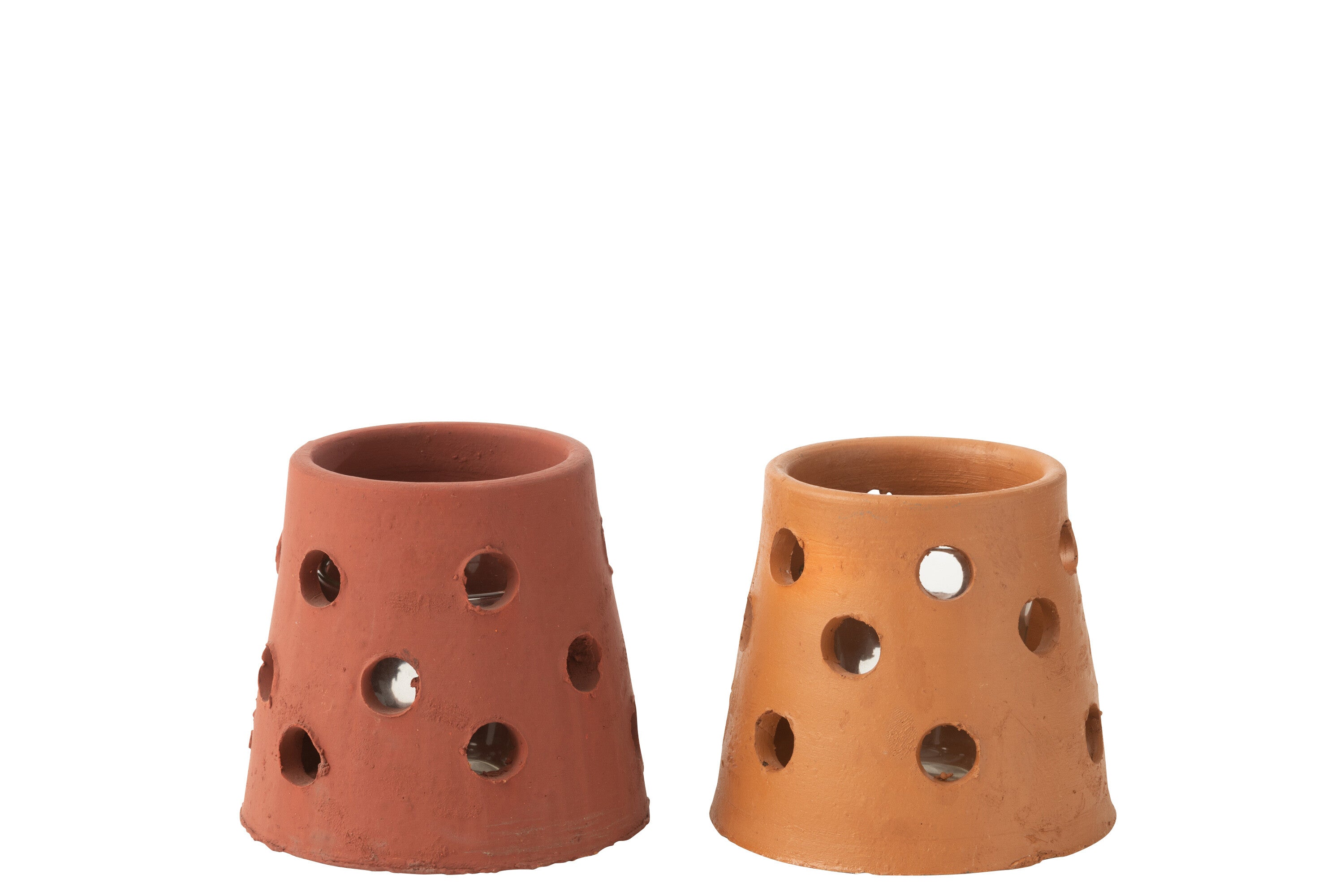 T-Lichthouder Gaia Smal Klei/Glas Rood/Bruin Assortiment Van 2