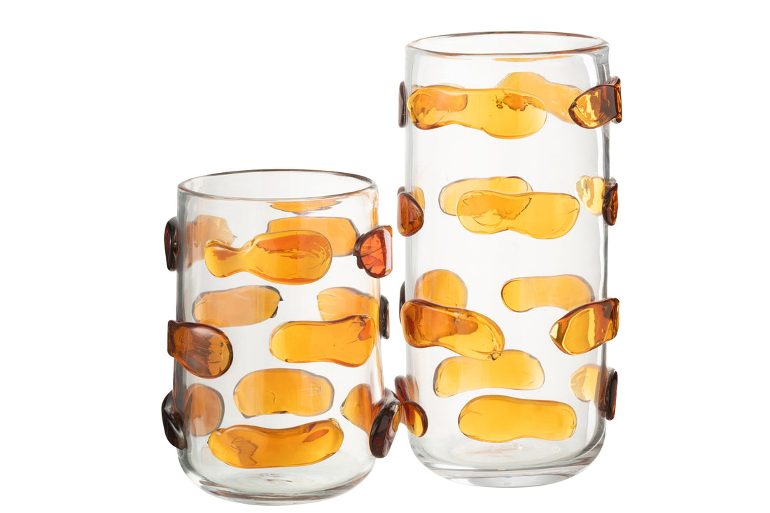 Vaas Kiezelglas Amber/Transparant Groot