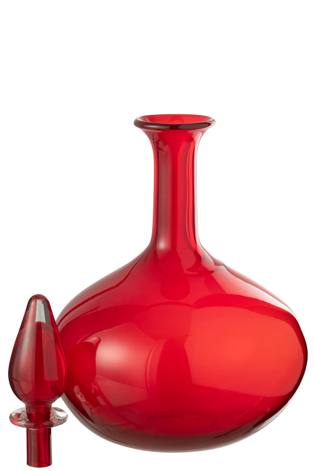 Vaas+Stopper Fles Glas Rood