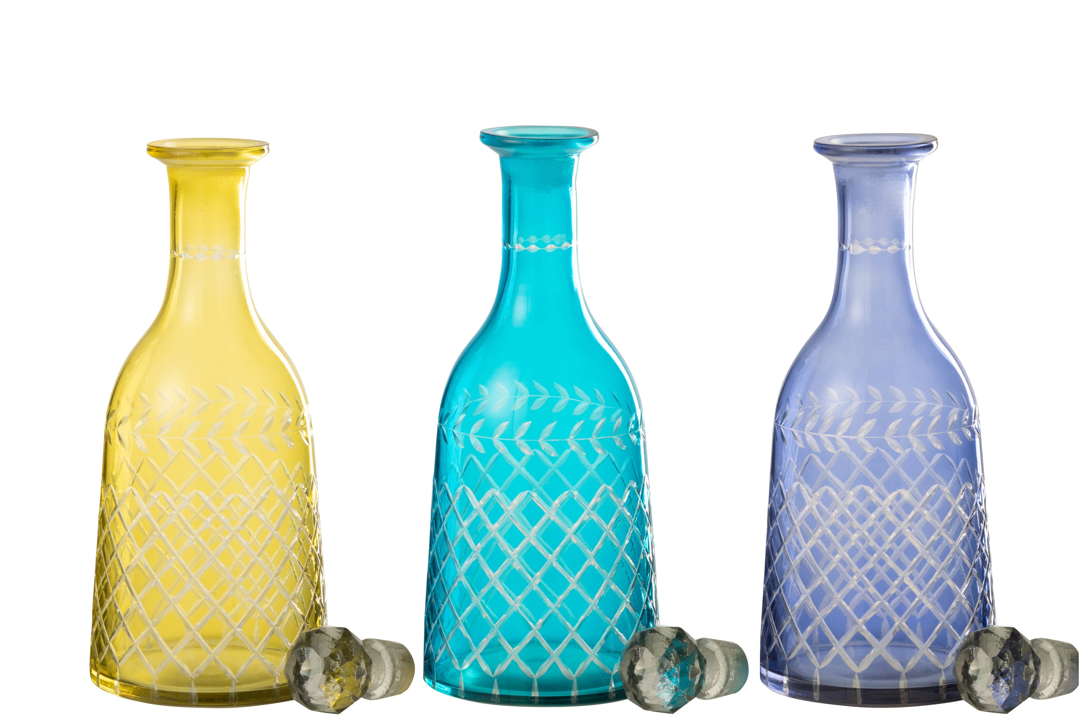 Decoratieve flessen Tarifa glas mix groot assortiment van 3
