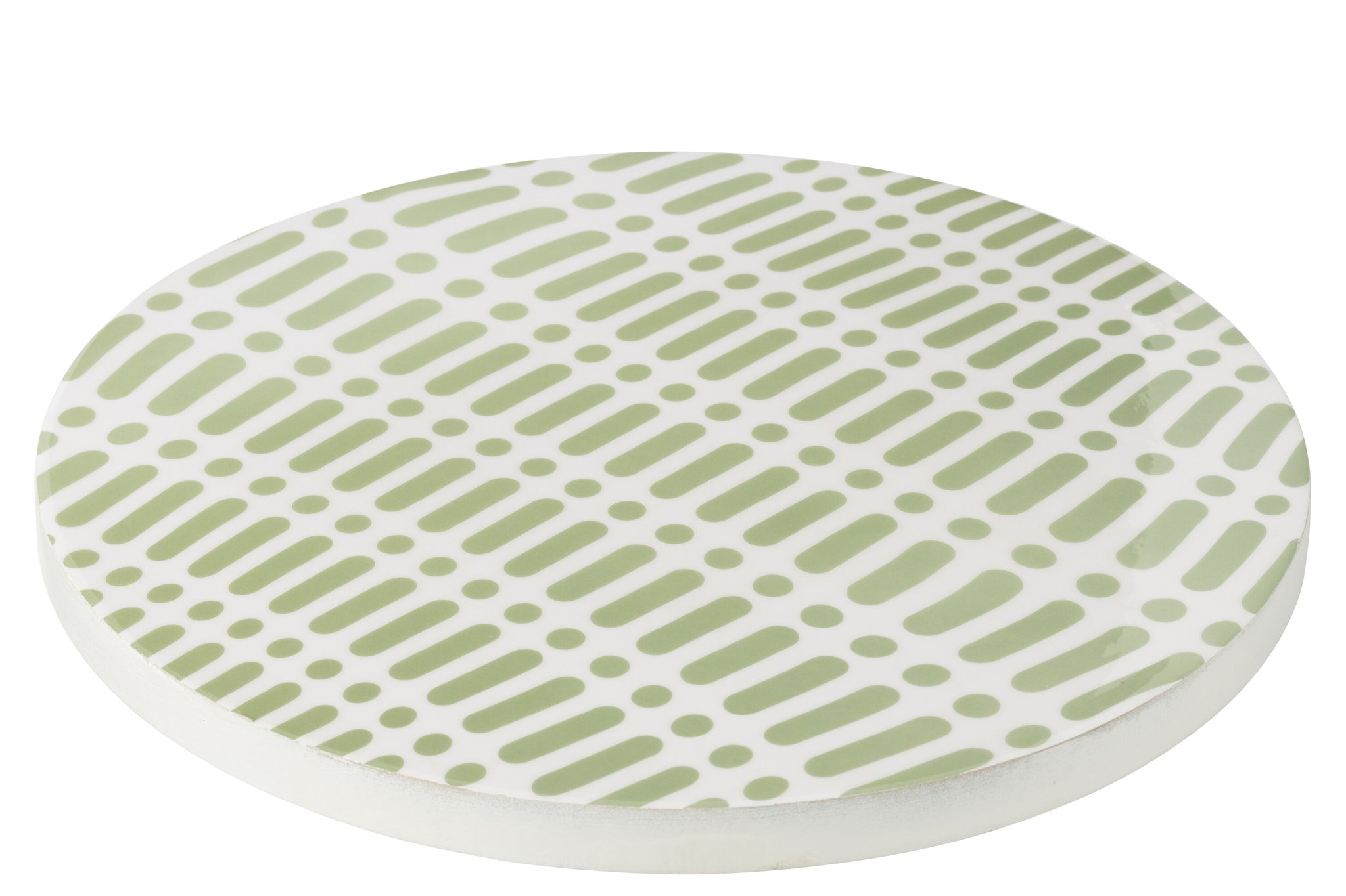 Dienblad van mangohout groen/wit