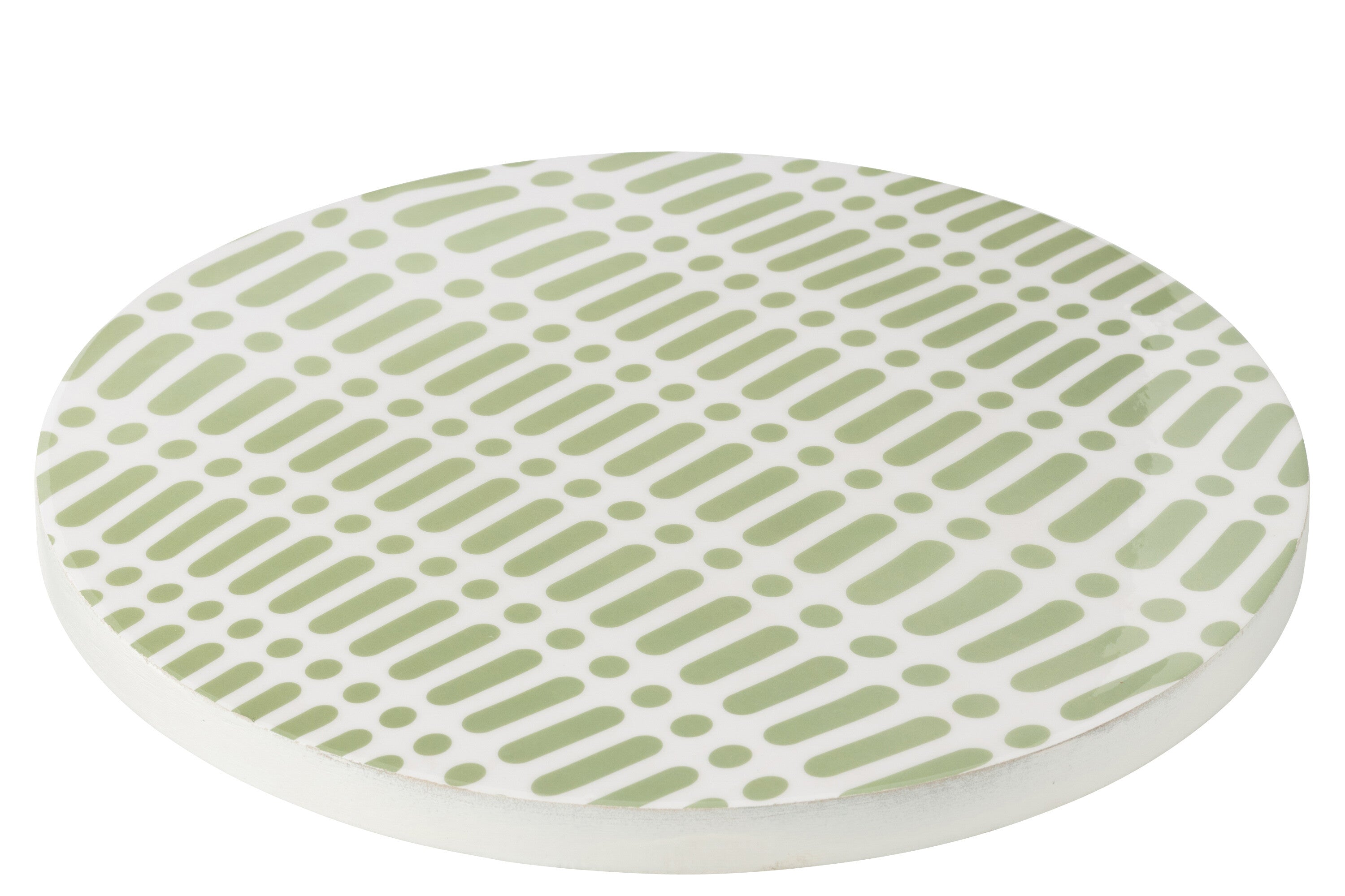 Dienblad van mangohout groen/wit