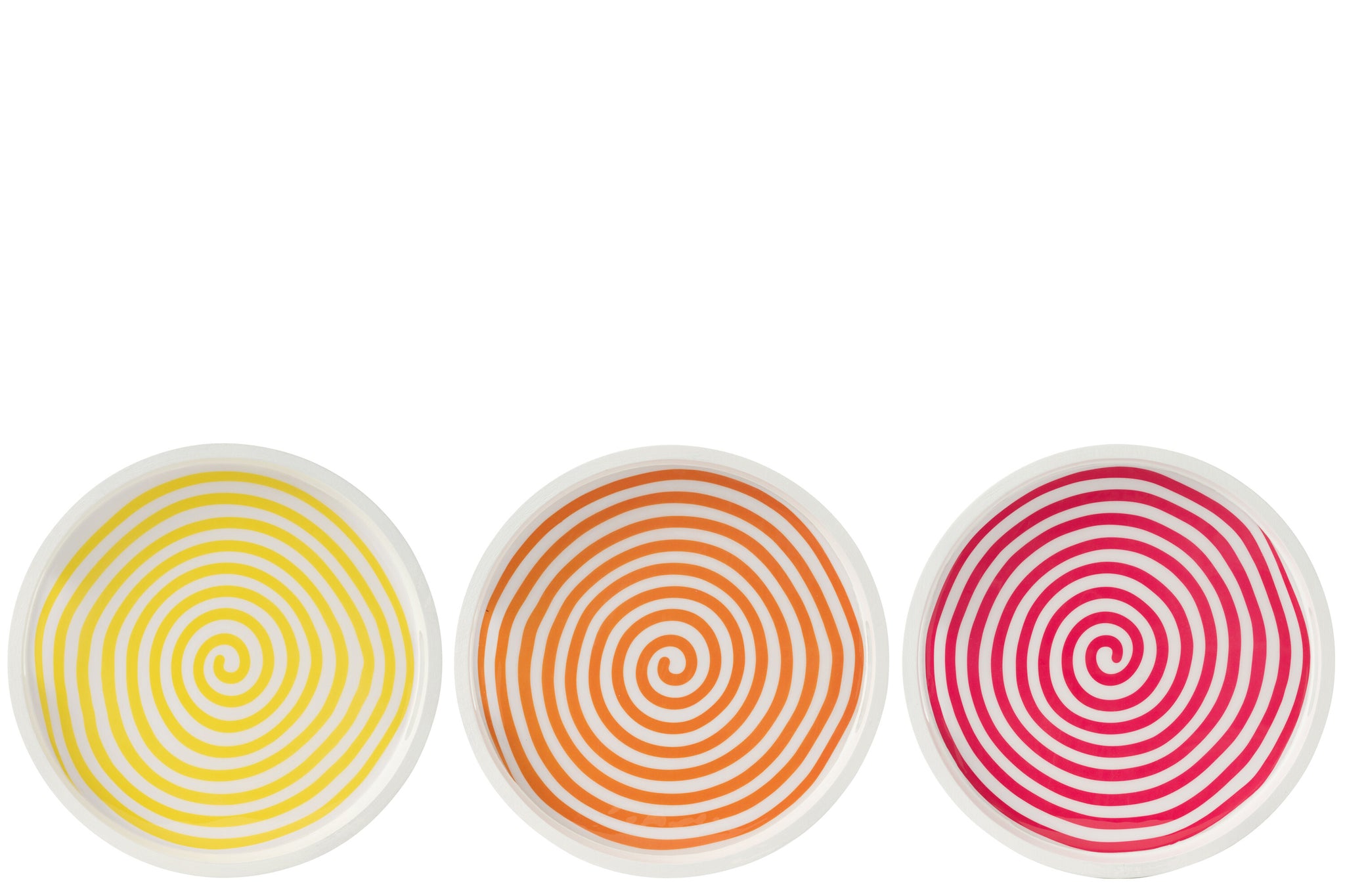 Lade Ronde Mangohout Roze/Oranje/Geel Assortiment Van 3