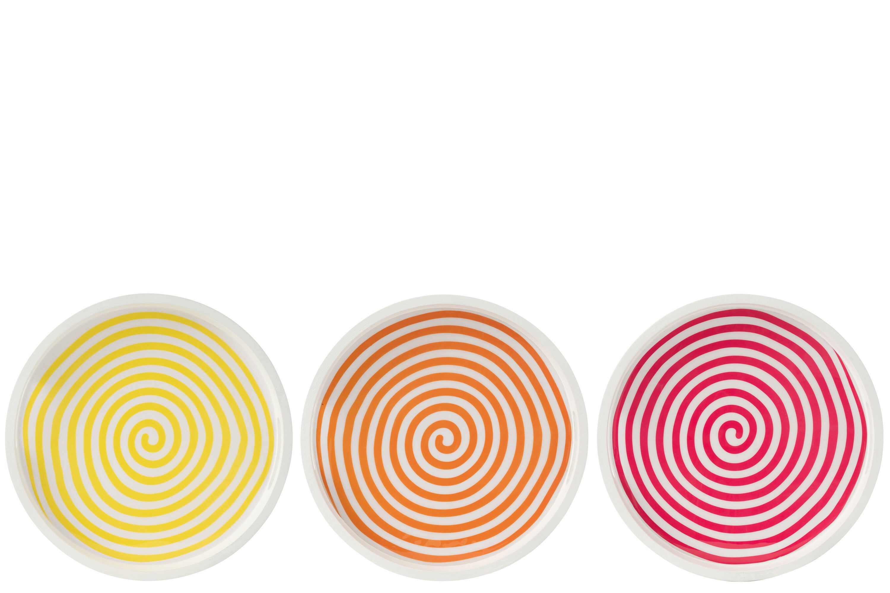 Lade Ronde Mangohout Roze/Oranje/Geel Assortiment Van 3