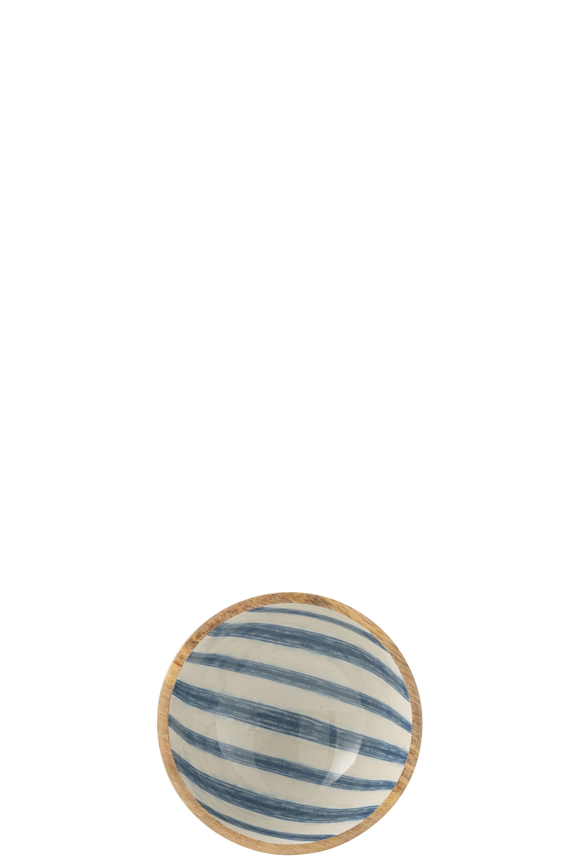 Kom met strepen van mangohout blauw/wit medium