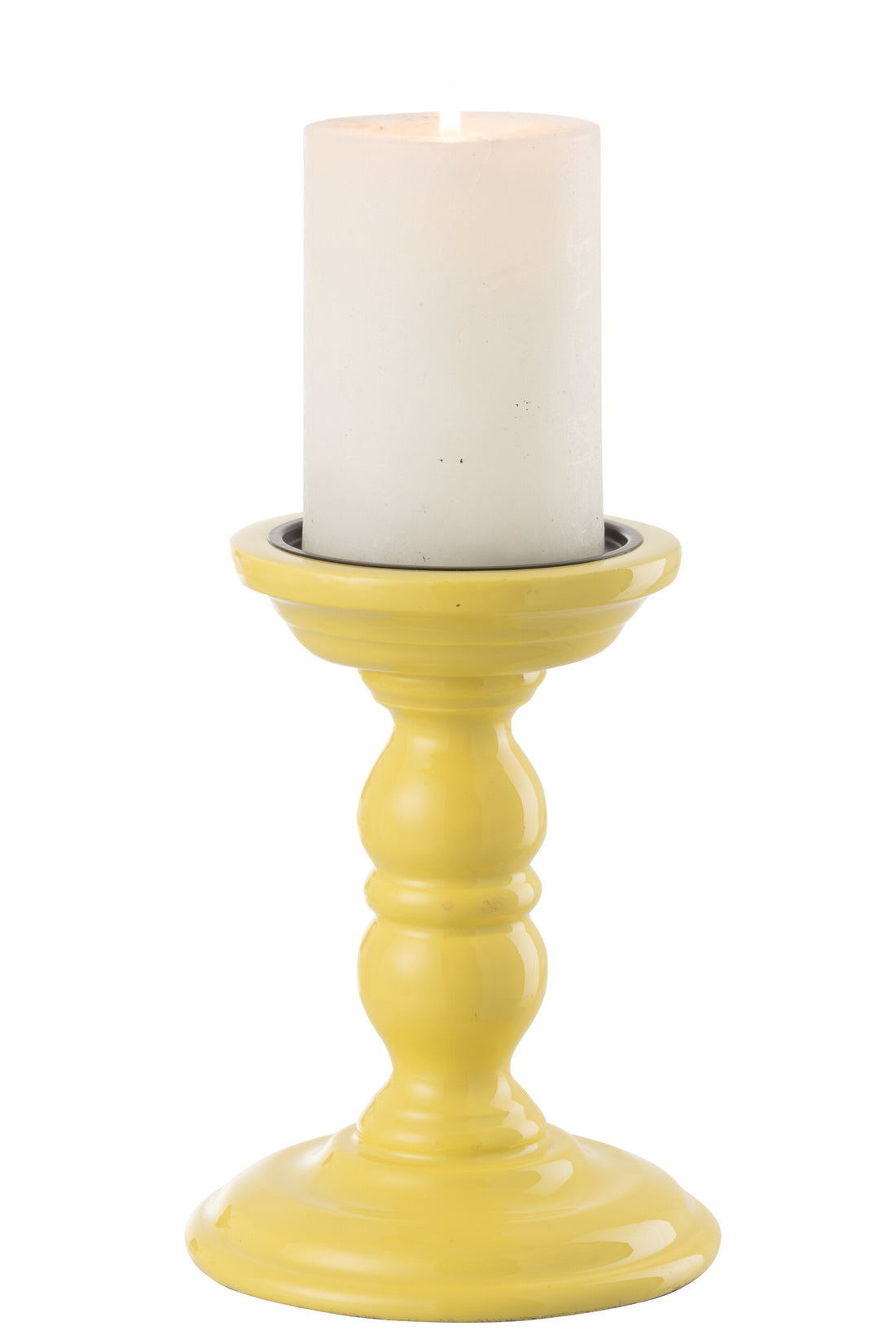 Kaarsenhouder Dumbbel Mangohout Geel