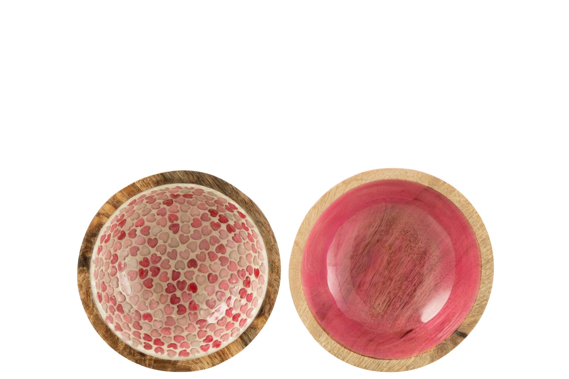 Kom van mangohout roze middelgrote kom assortiment van 2