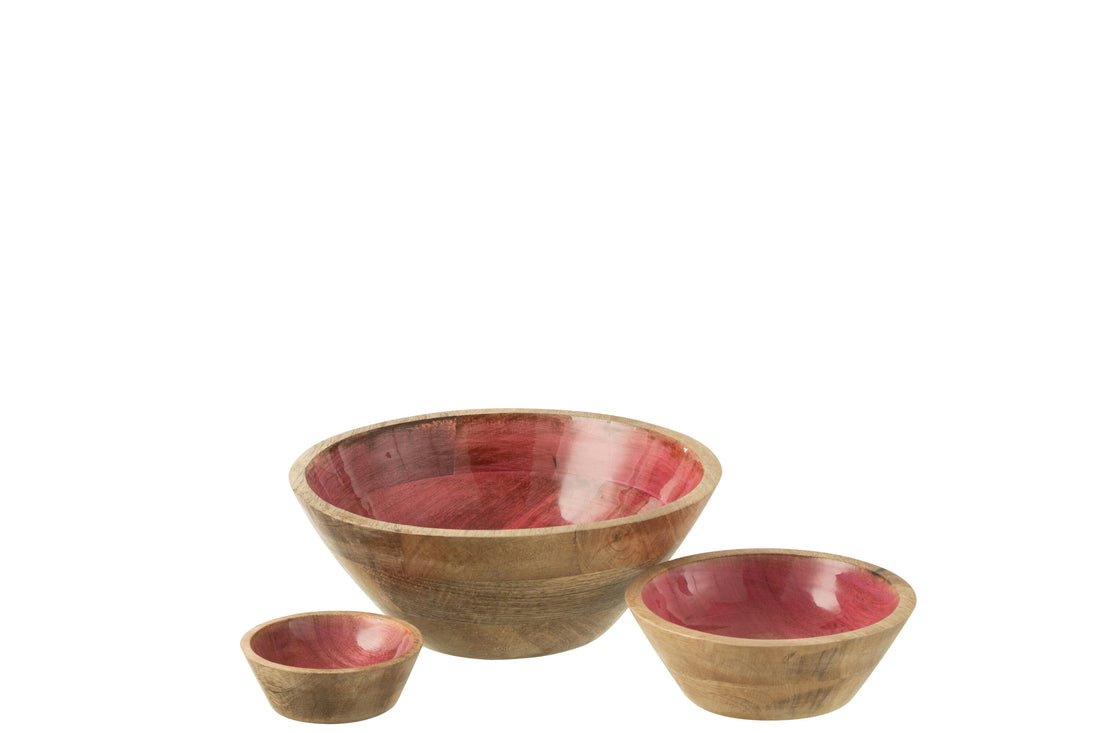 Kom van mangohout roze groot