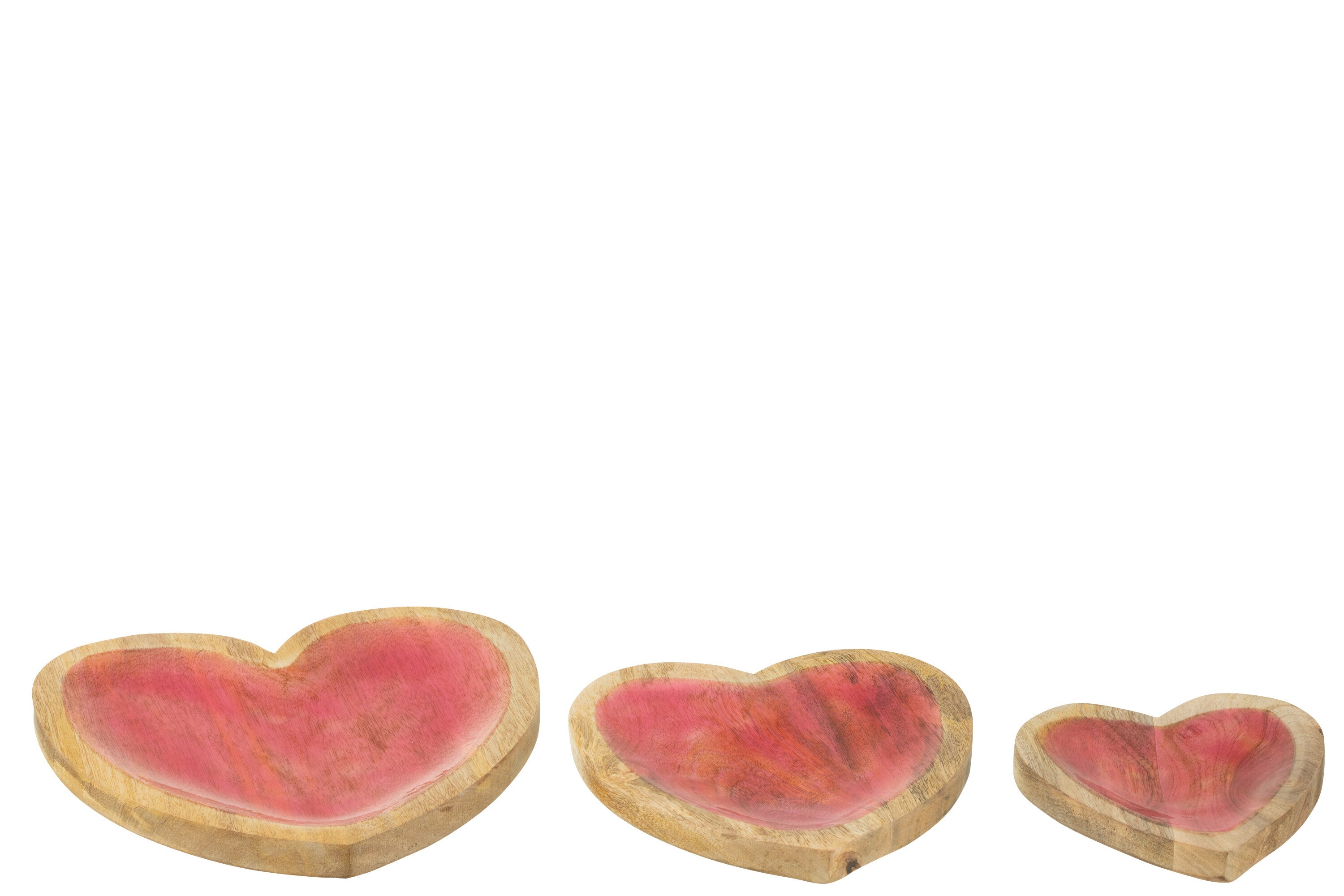 Set van 3 serveerplanken hart mangohout roze