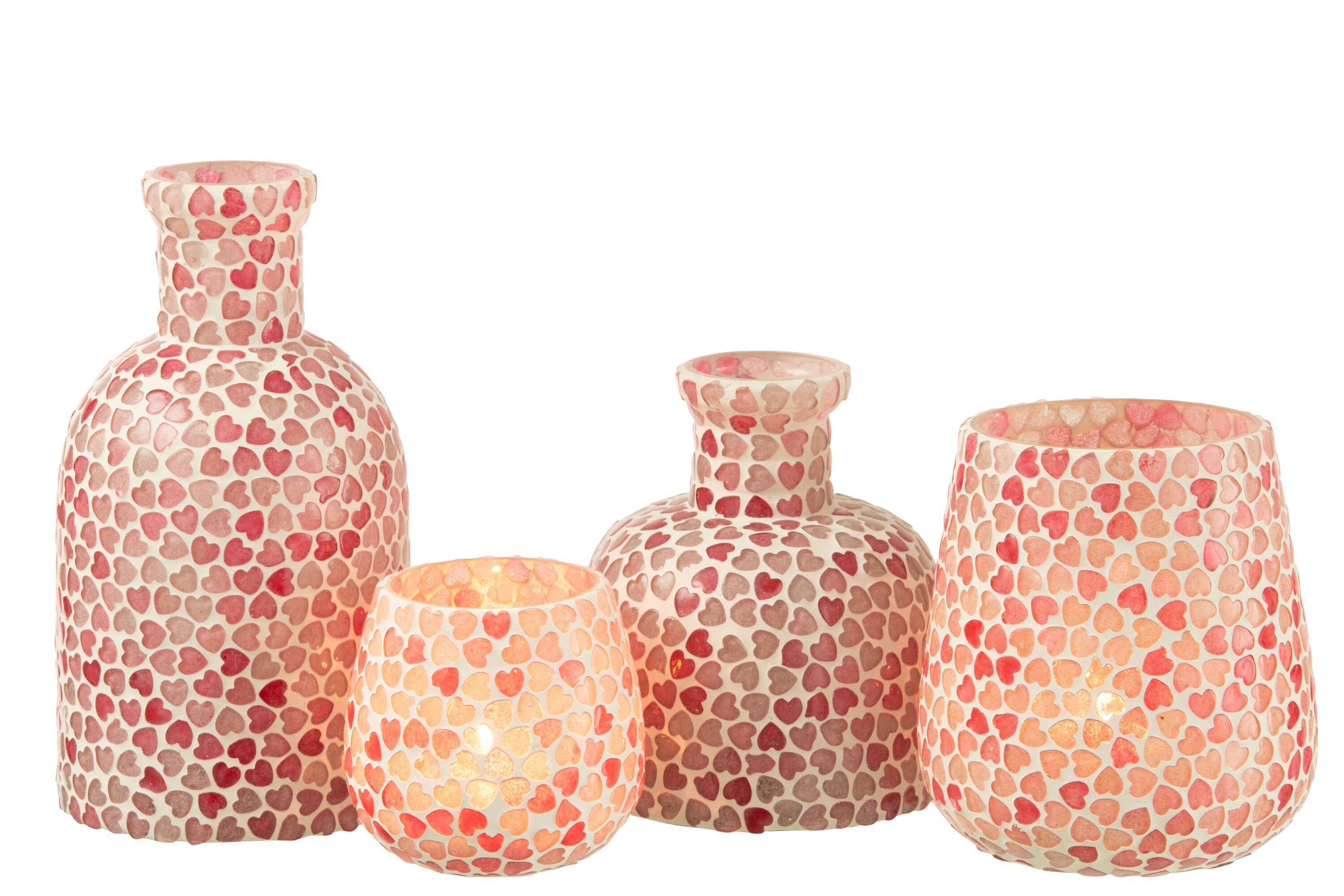 Hart Mozaïek Glas Roze Groot