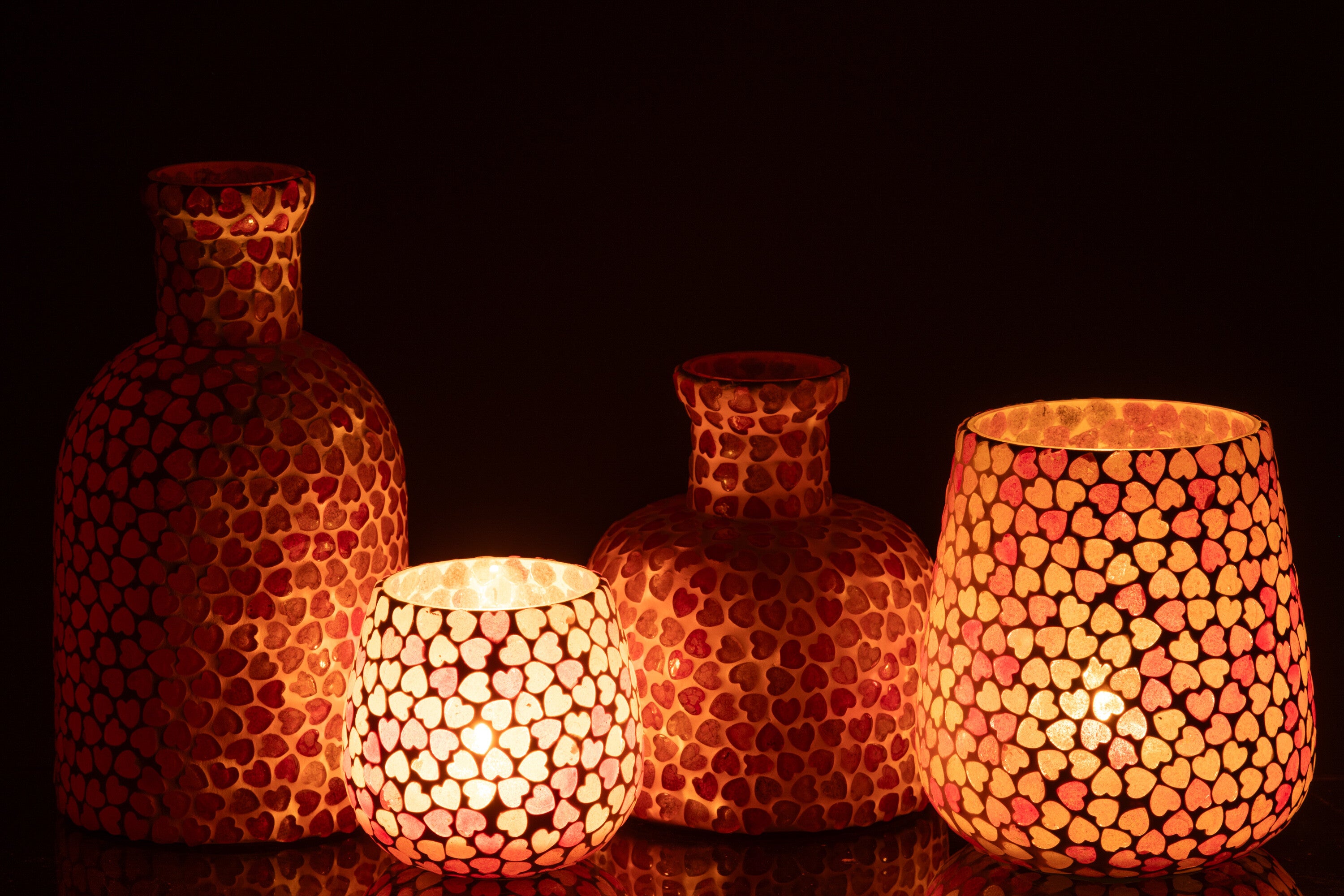 Hart Mozaïek Glas Roze Groot