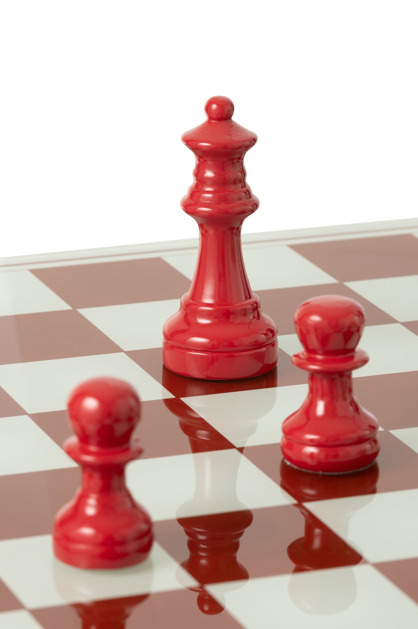 Schaakspelbord Polyresin Wit/Kerst Rood